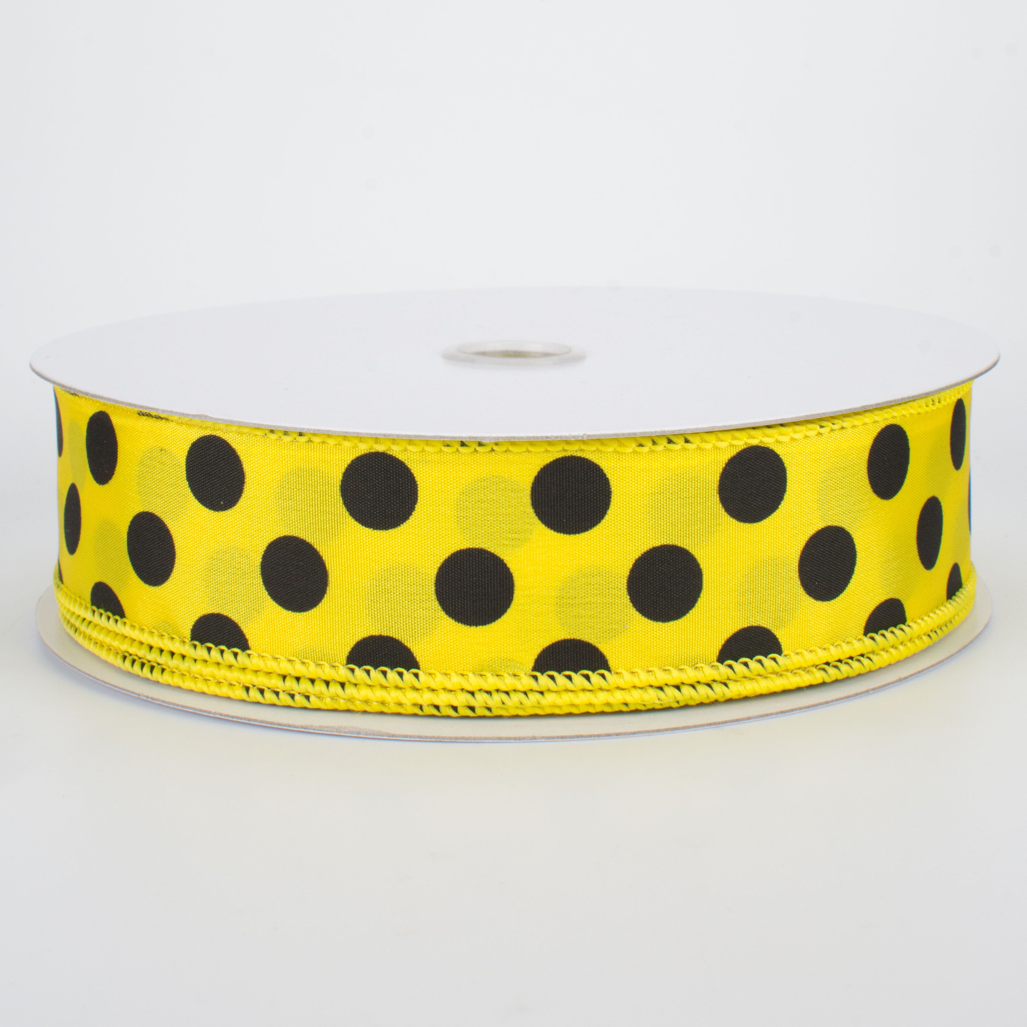 1.5" Big Polka Dot Ribbon: Yellow & Black (50 Yards)