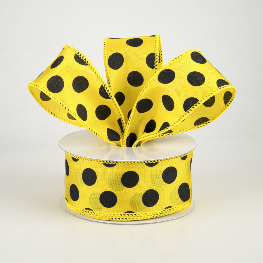 1.5" Big Polka Dot Ribbon: Yellow & Black (10 Yards) Lifestyle Photo