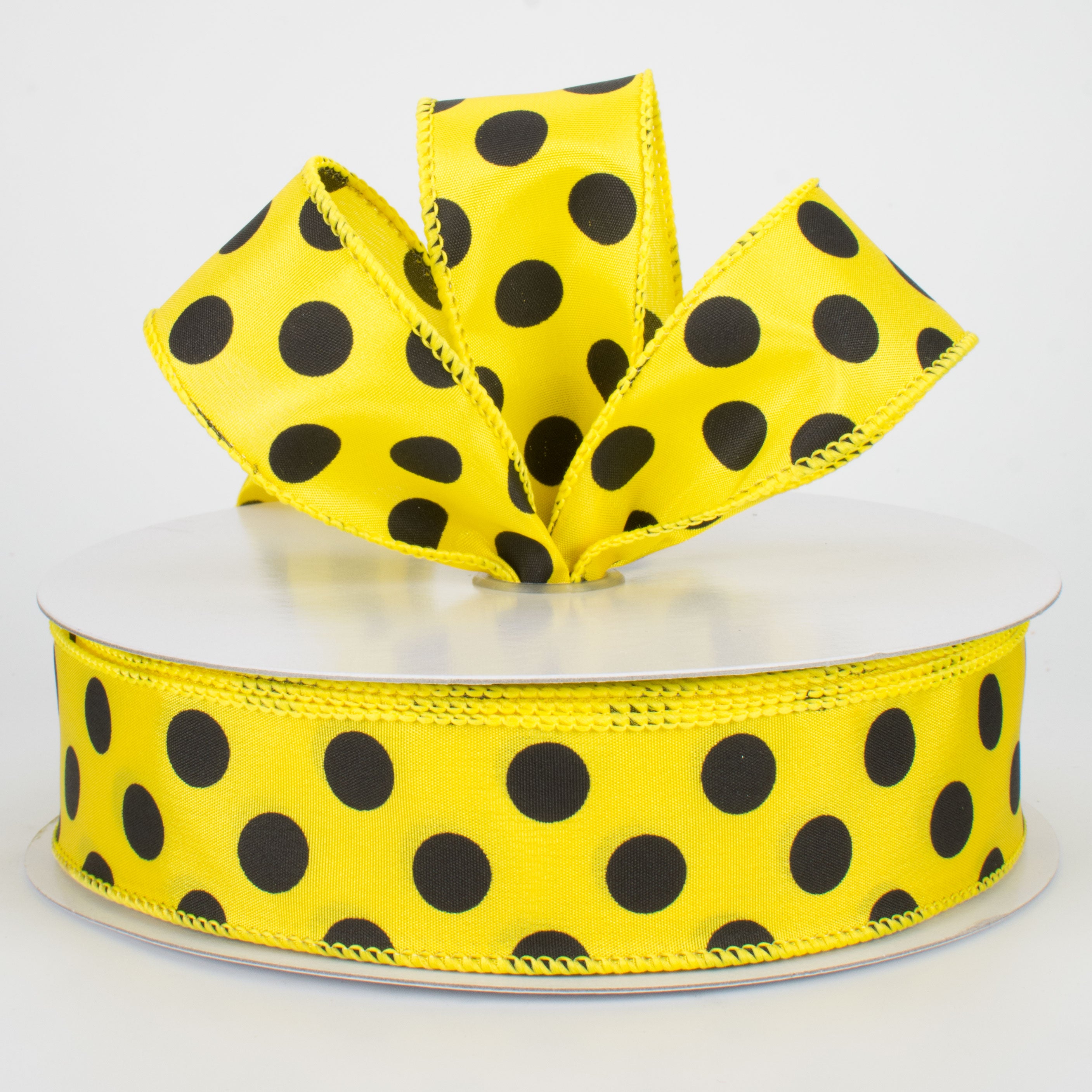 1.5" Big Polka Dot Ribbon: Yellow & Black (50 Yards) Lifestyle Photo