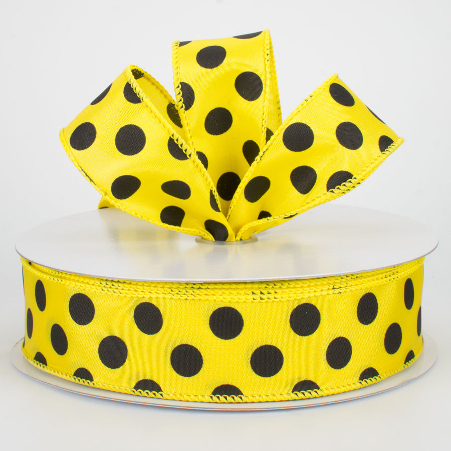 1.5" Big Polka Dot Ribbon: Yellow & Black (50 Yards) Lifestyle Photo