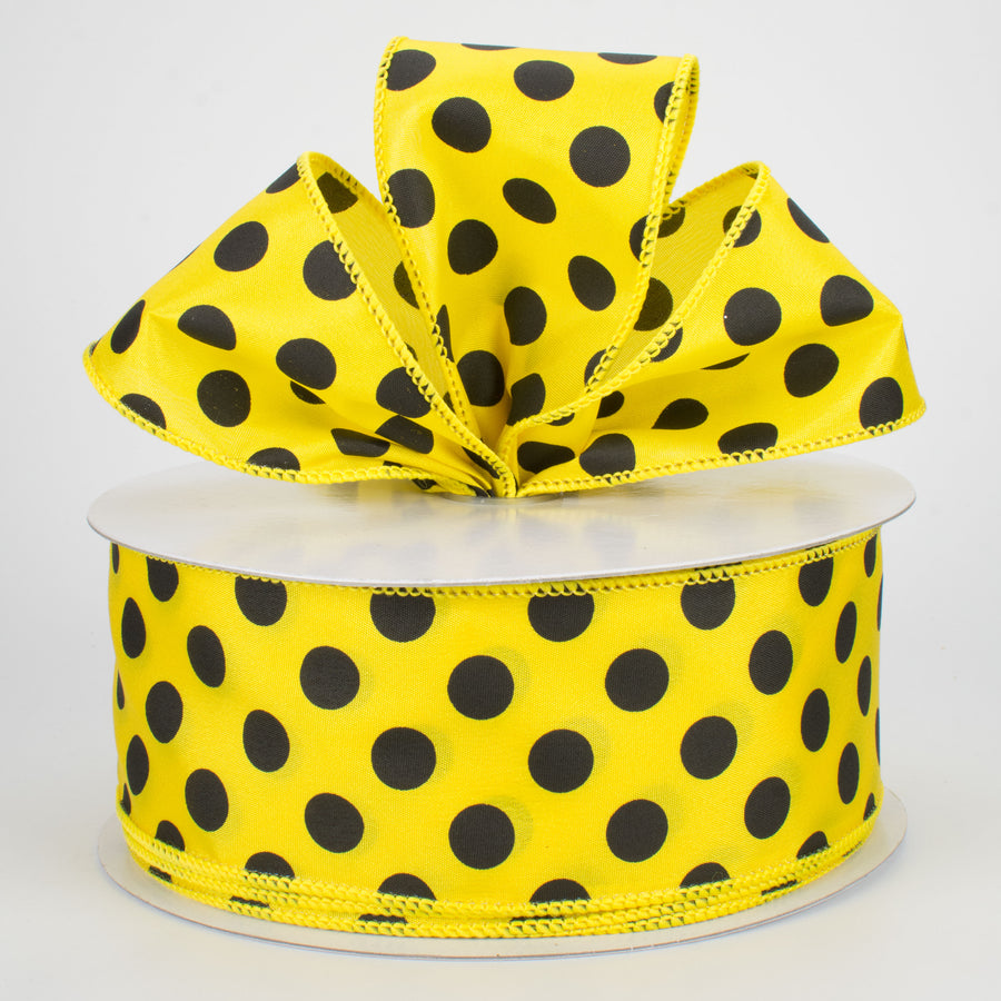 2.5" Big Polka Dot Ribbon: Yellow & Black (50 Yards) Lifestyle Photo