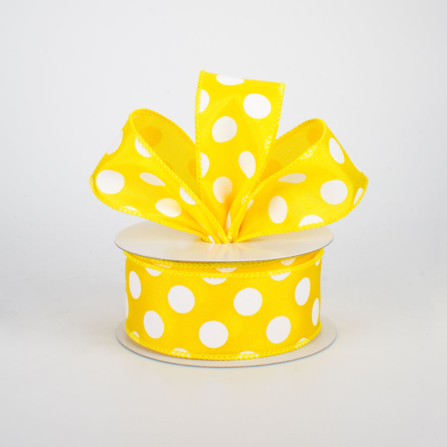 1.5" Big Polka Dot Ribbon: Yellow & White (10 Yards) Lifestyle Photo
