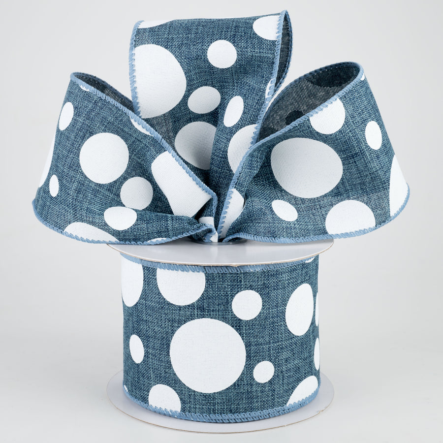 2.5" Big & Small Dots Ribbon: Denim & White (10 Yards) Lifestyle Photo