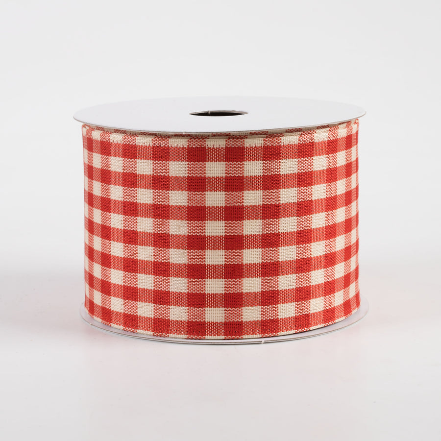 2.5" Biggy Gingham Ribbon: Burnt Orange & Ivory (10 Yards)