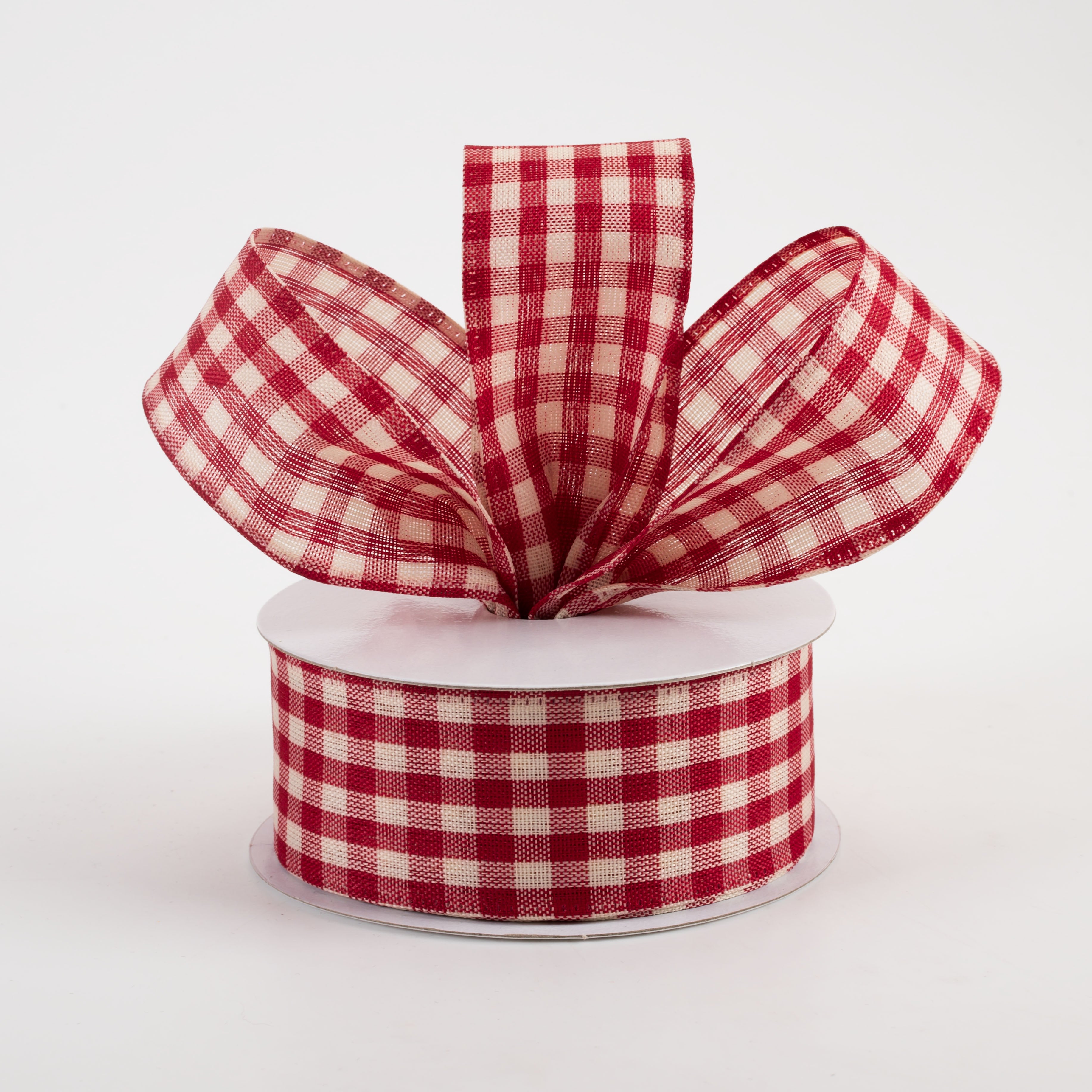 1.5" Biggy Gingham Ribbon: Red & Ivory (10 Yards) Lifestyle Photo