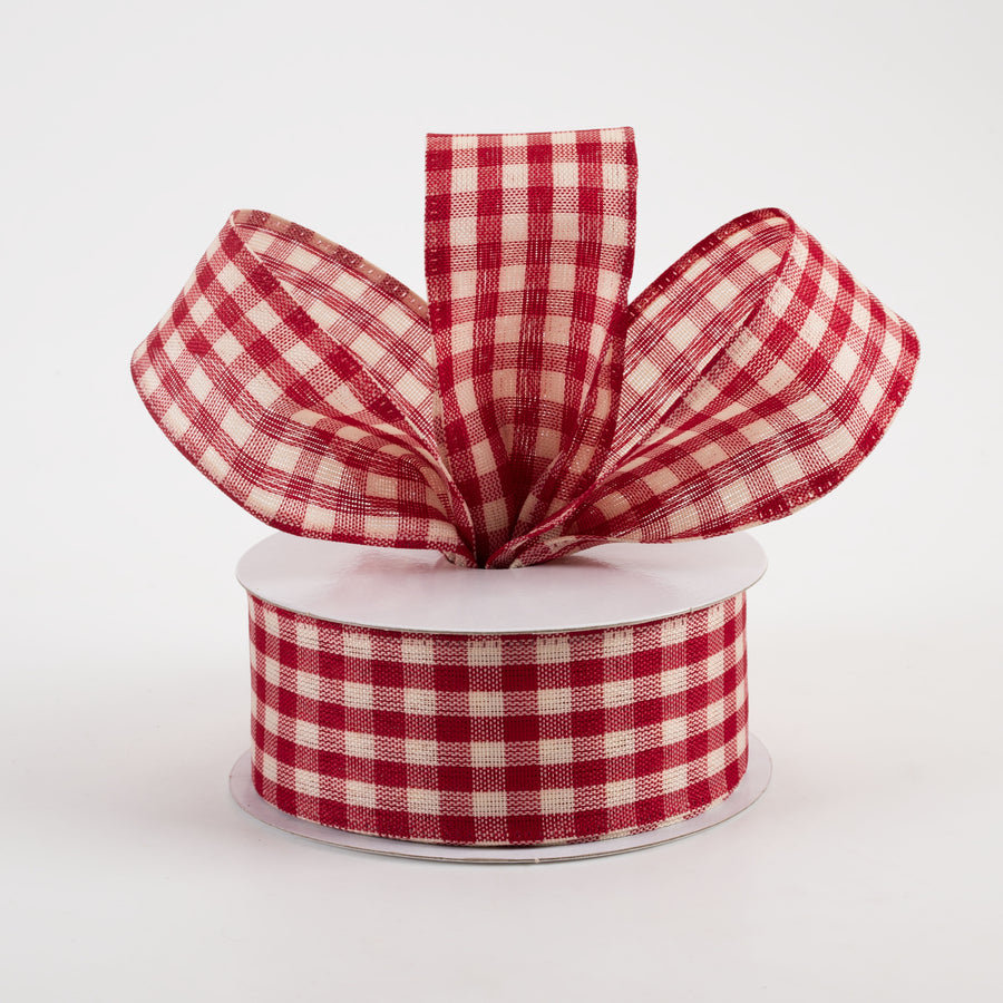 1.5" Biggy Gingham Ribbon: Red & Ivory (10 Yards) Lifestyle Photo