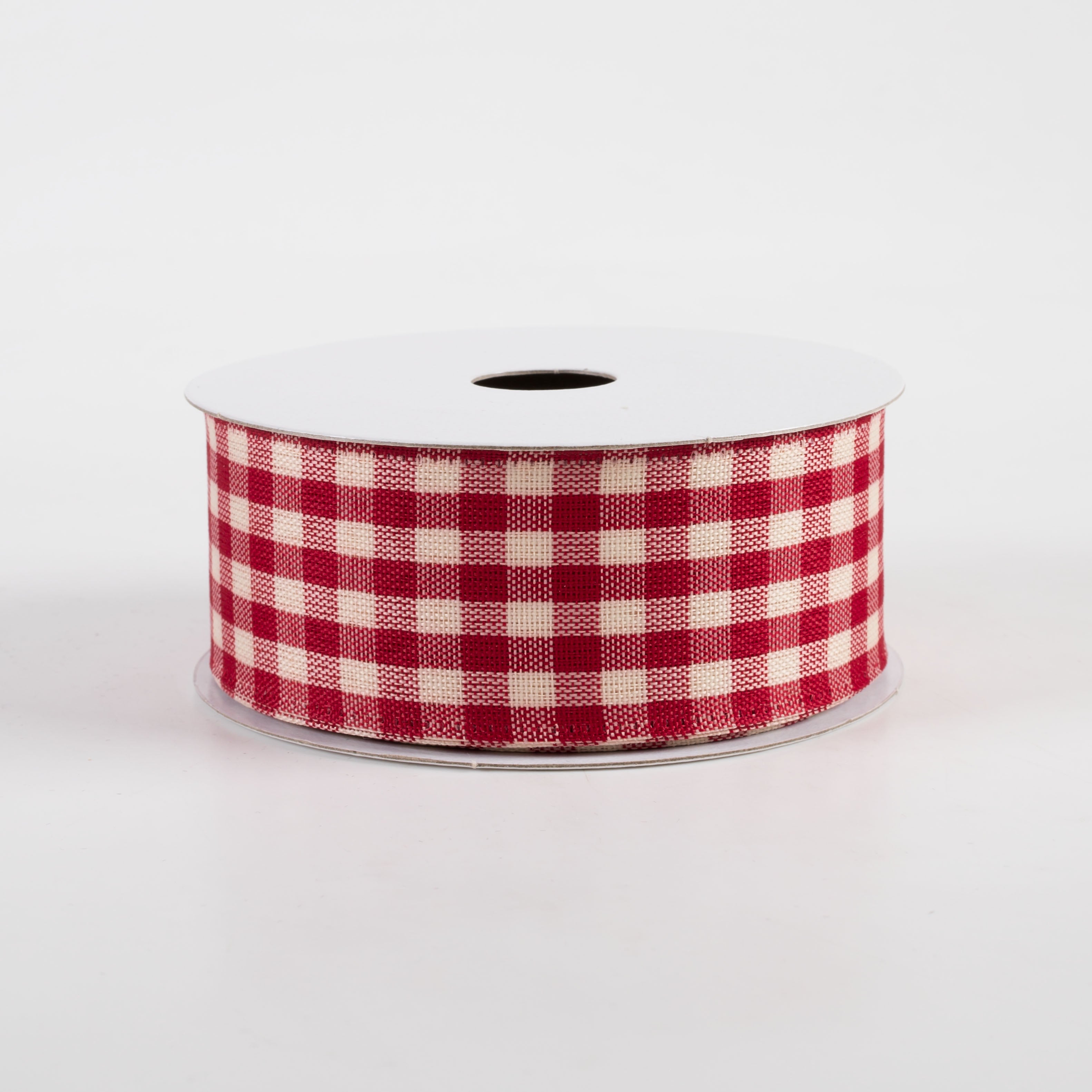 1.5" Biggy Gingham Ribbon: Red & Ivory (10 Yards)