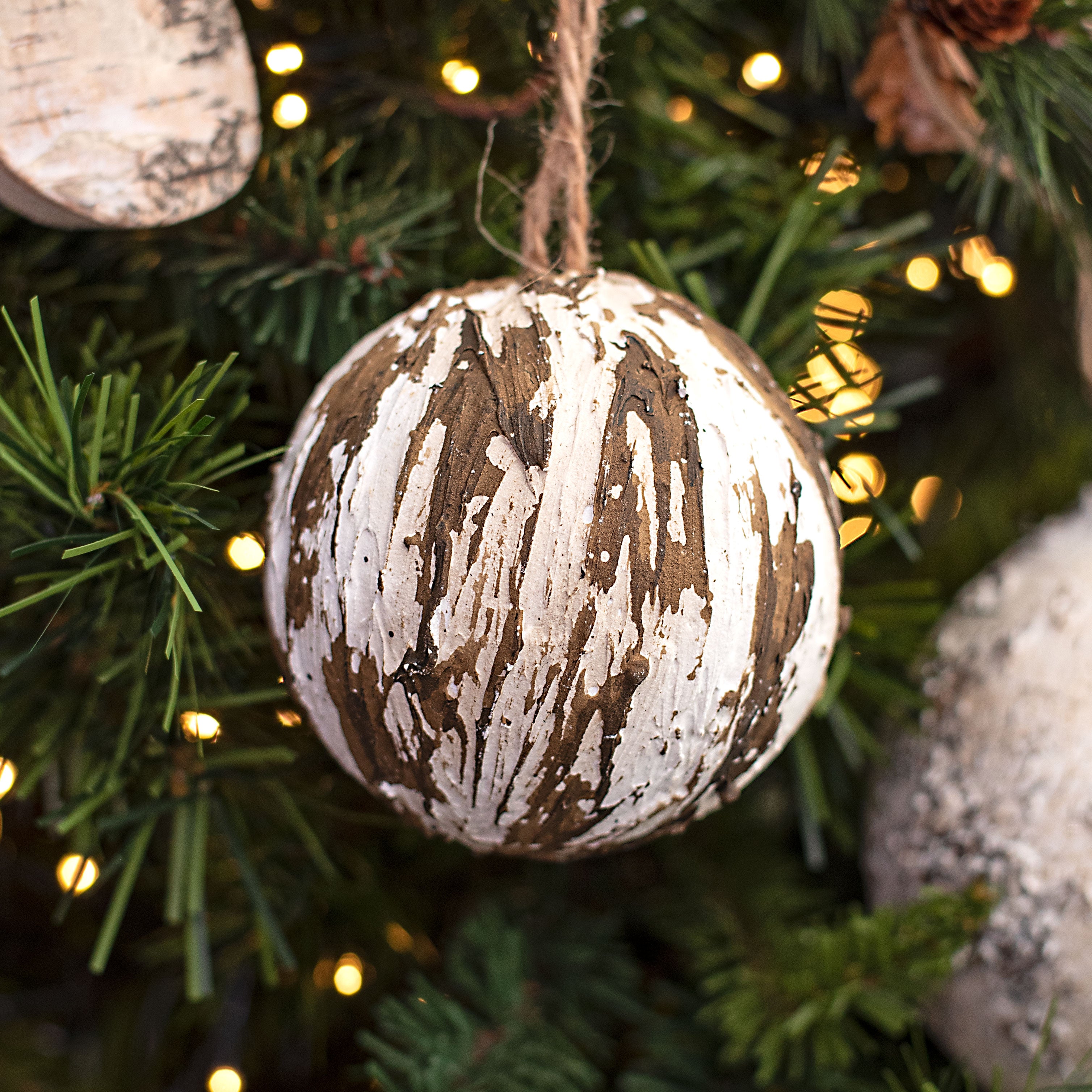 3.5" Birch Look Ball Ornament Lifestyle Photo