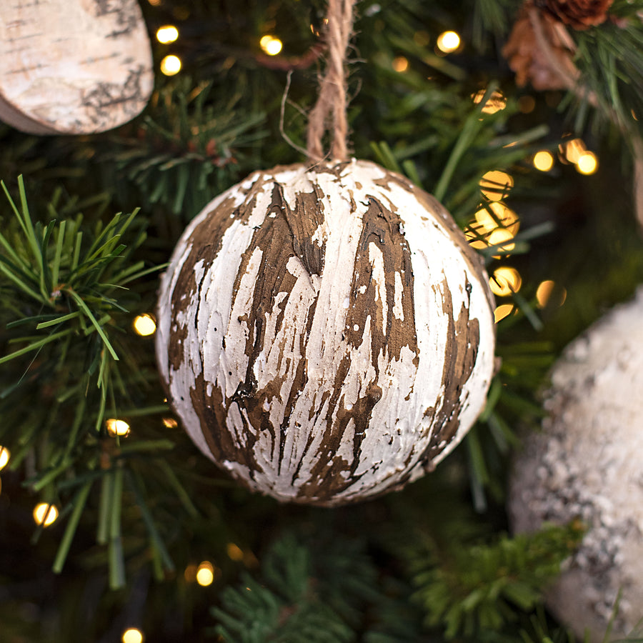 3.5" Birch Look Ball Ornament Lifestyle Photo