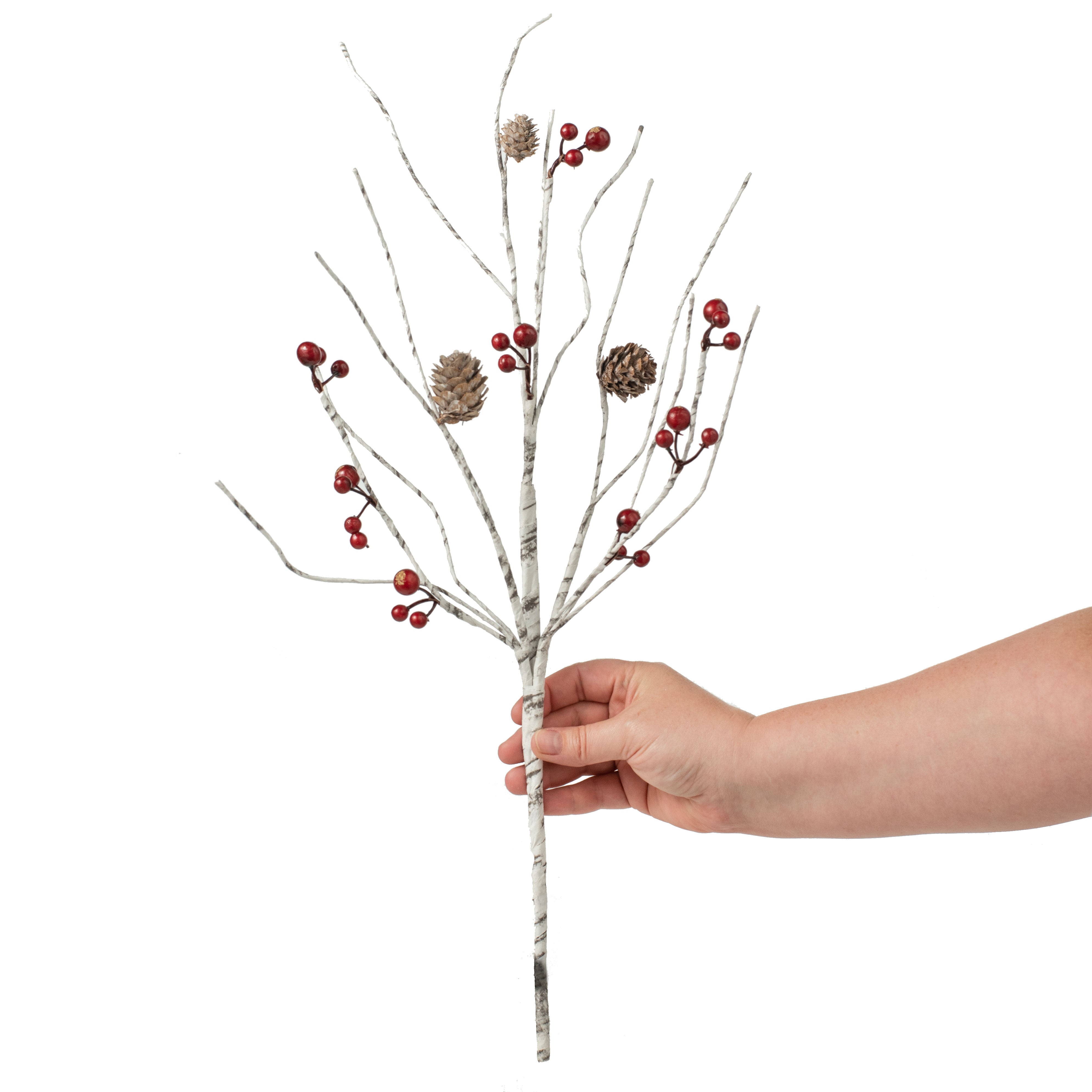 21" Birch Twig, Pinecone, Berry Spray Lifestyle Photo