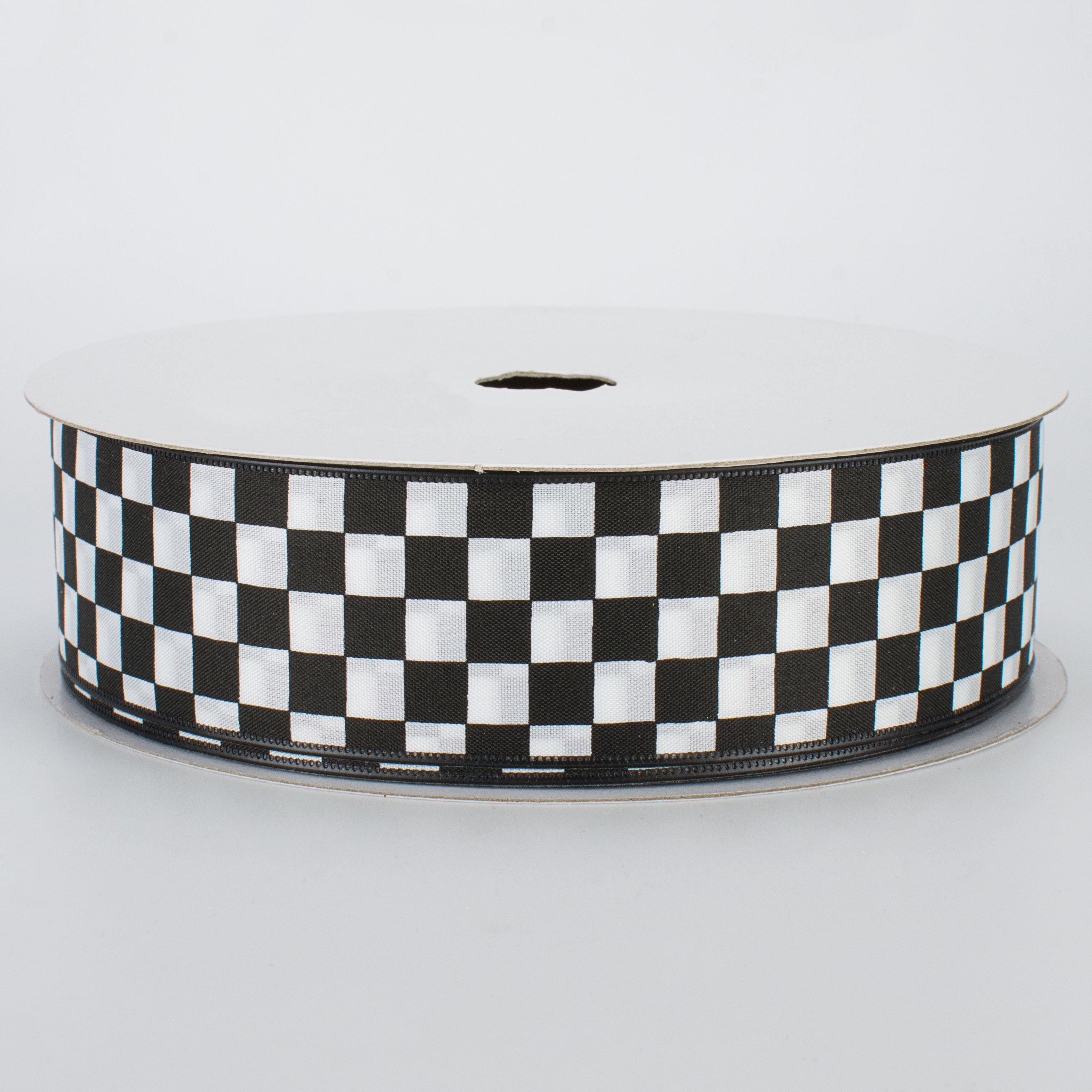 1.5" Black and White Check Ribbon (50 Yards)