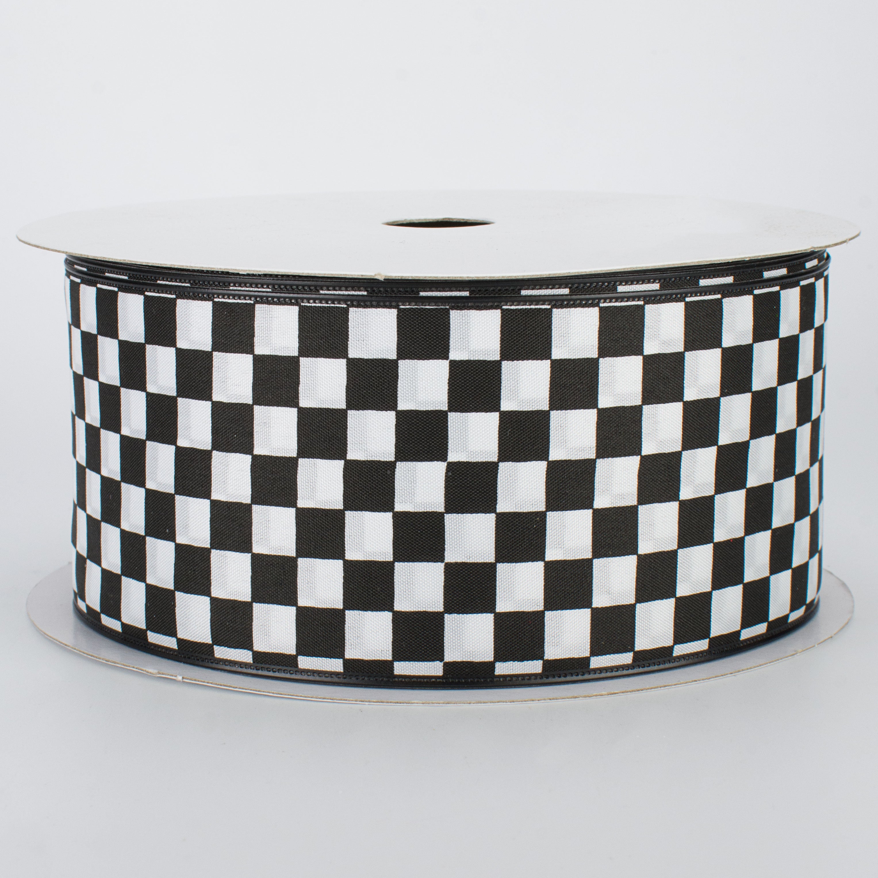 2.5" Black and White Check Ribbon (50 Yards)