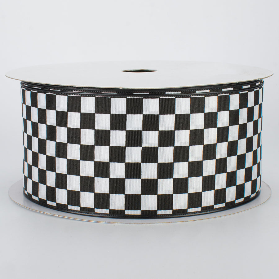2.5" Black and White Check Ribbon (50 Yards)