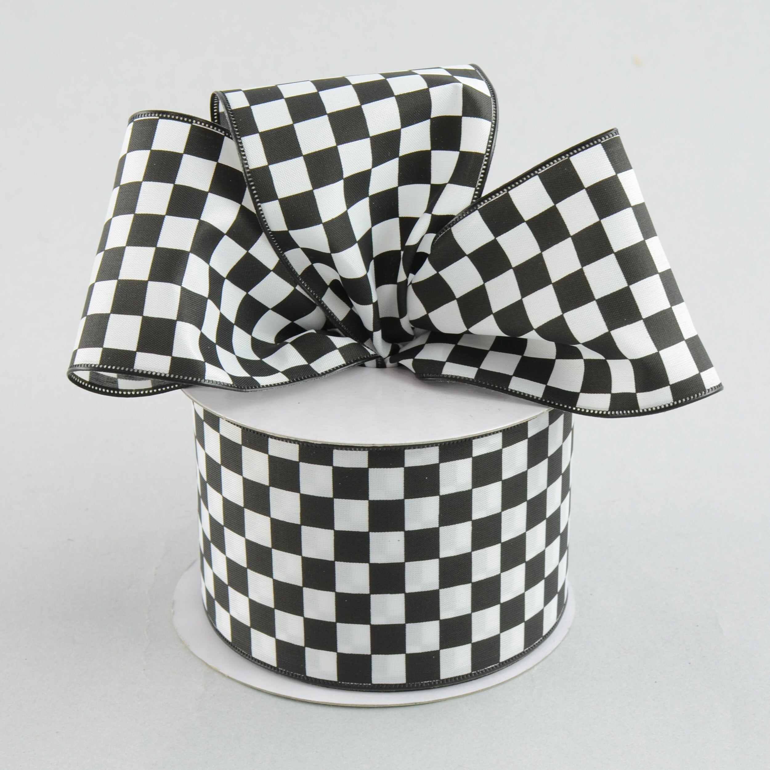 2.5" Black and White Check Ribbon (10 Yards) Lifestyle Photo