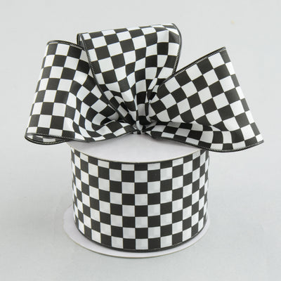 2.5" Black and White Check Ribbon (10 Yards) Lifestyle Photo