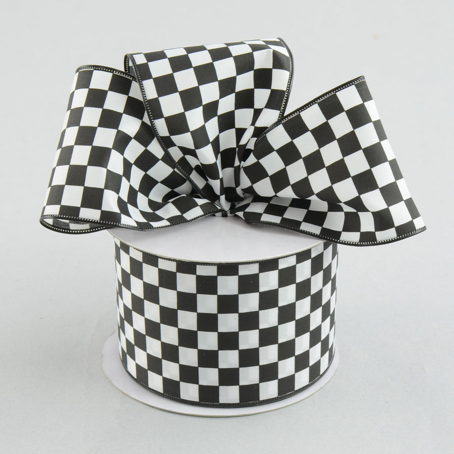 2.5" Black and White Check Ribbon (10 Yards) Lifestyle Photo