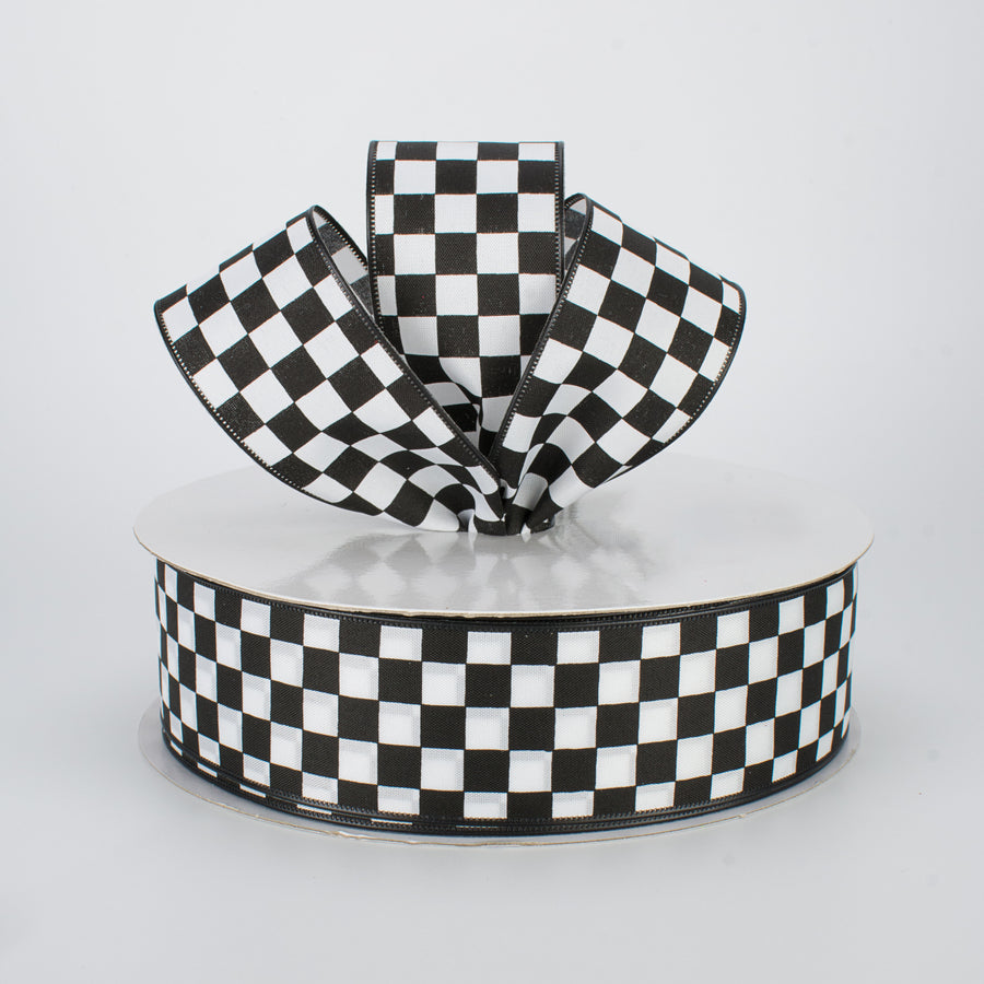 1.5" Black and White Check Ribbon (50 Yards) Lifestyle Photo