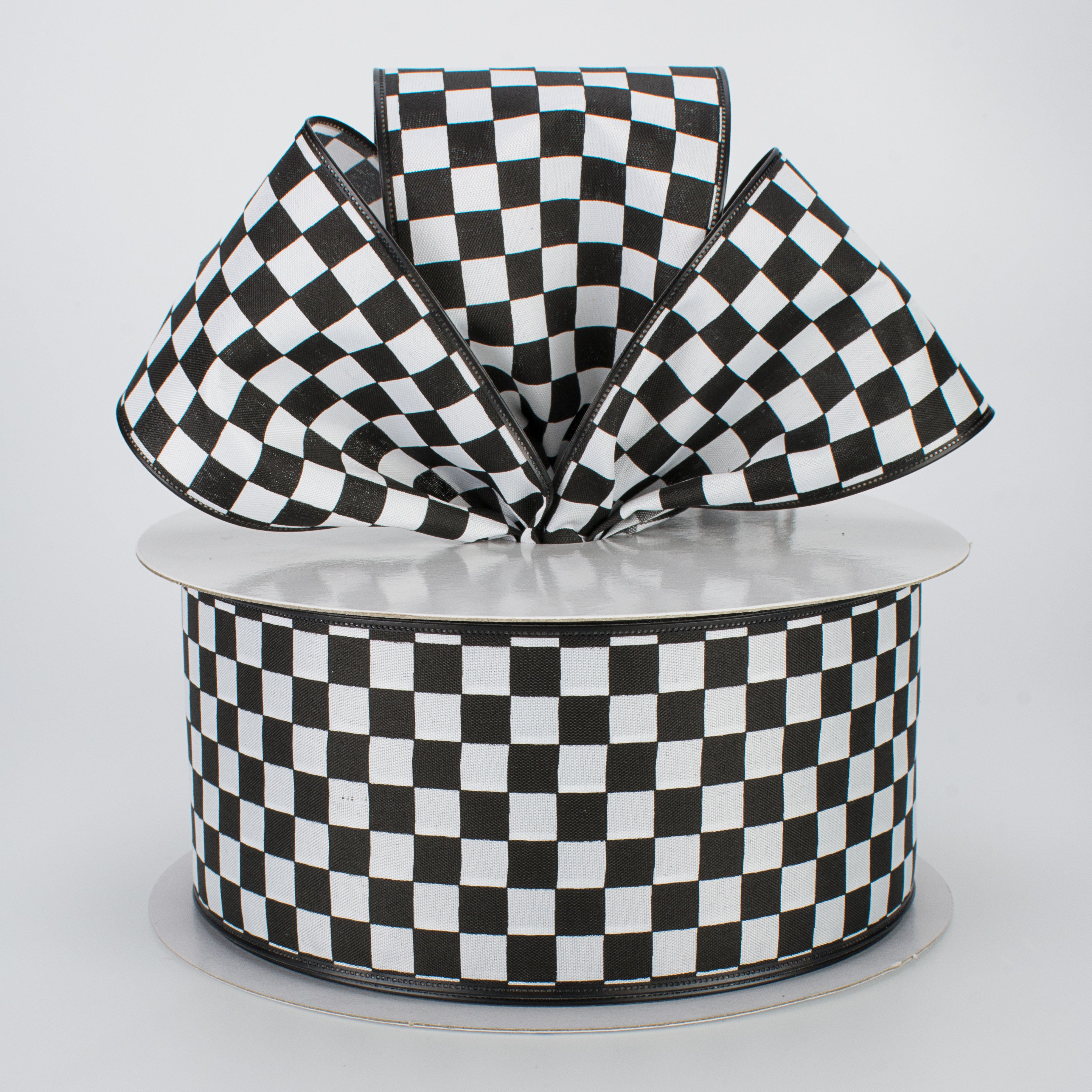2.5" Black and White Check Ribbon (50 Yards) Lifestyle Photo