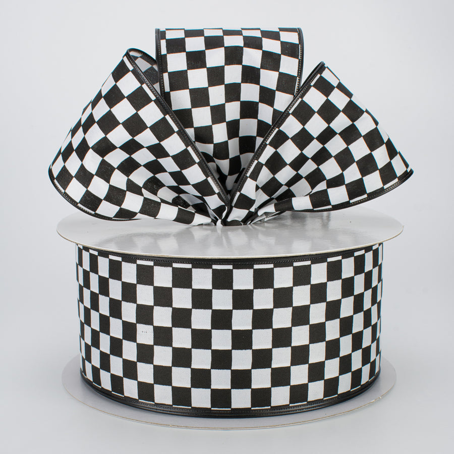 2.5" Black and White Check Ribbon (50 Yards) Lifestyle Photo