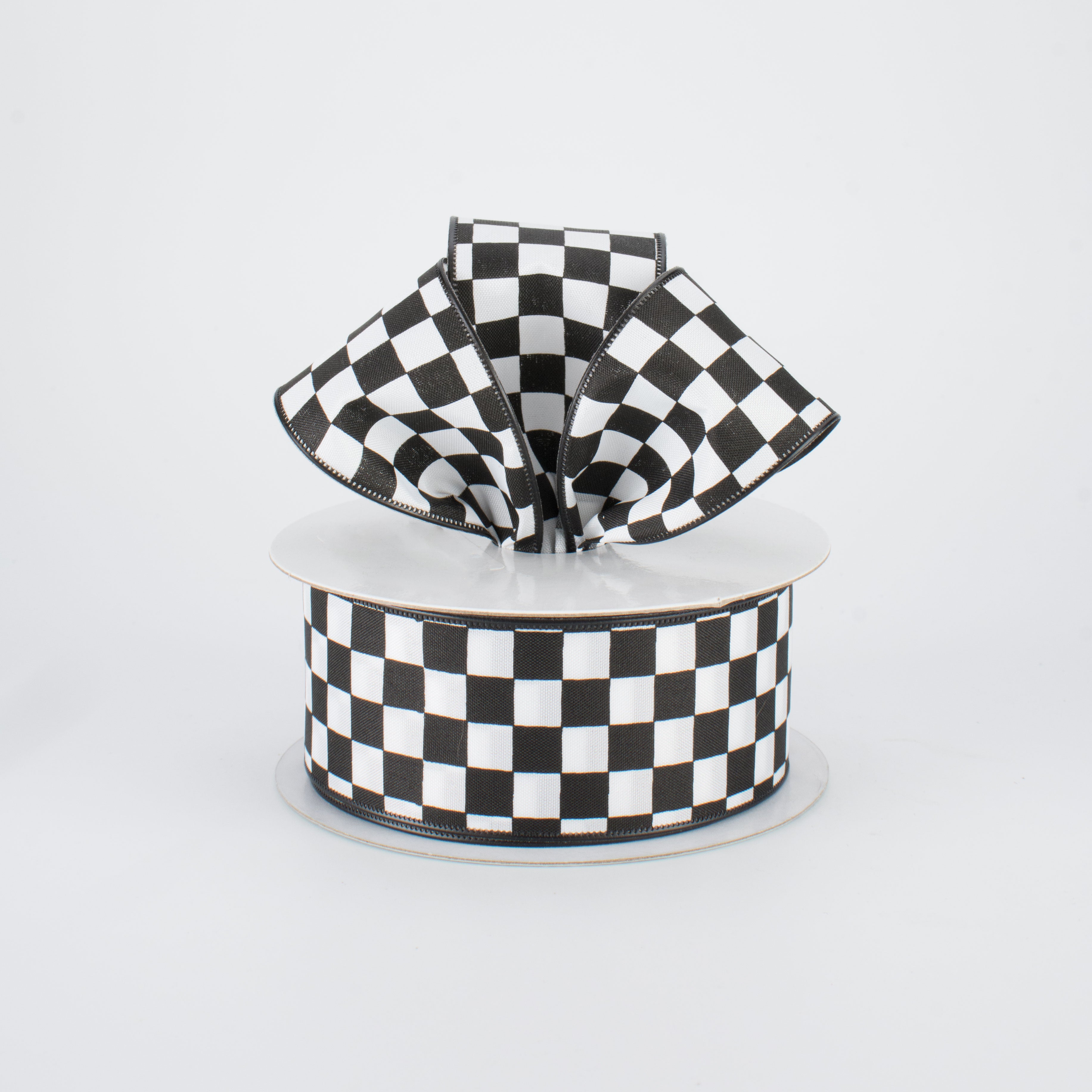 1.5" Black and White Check Ribbon (10 Yards) Lifestyle Photo