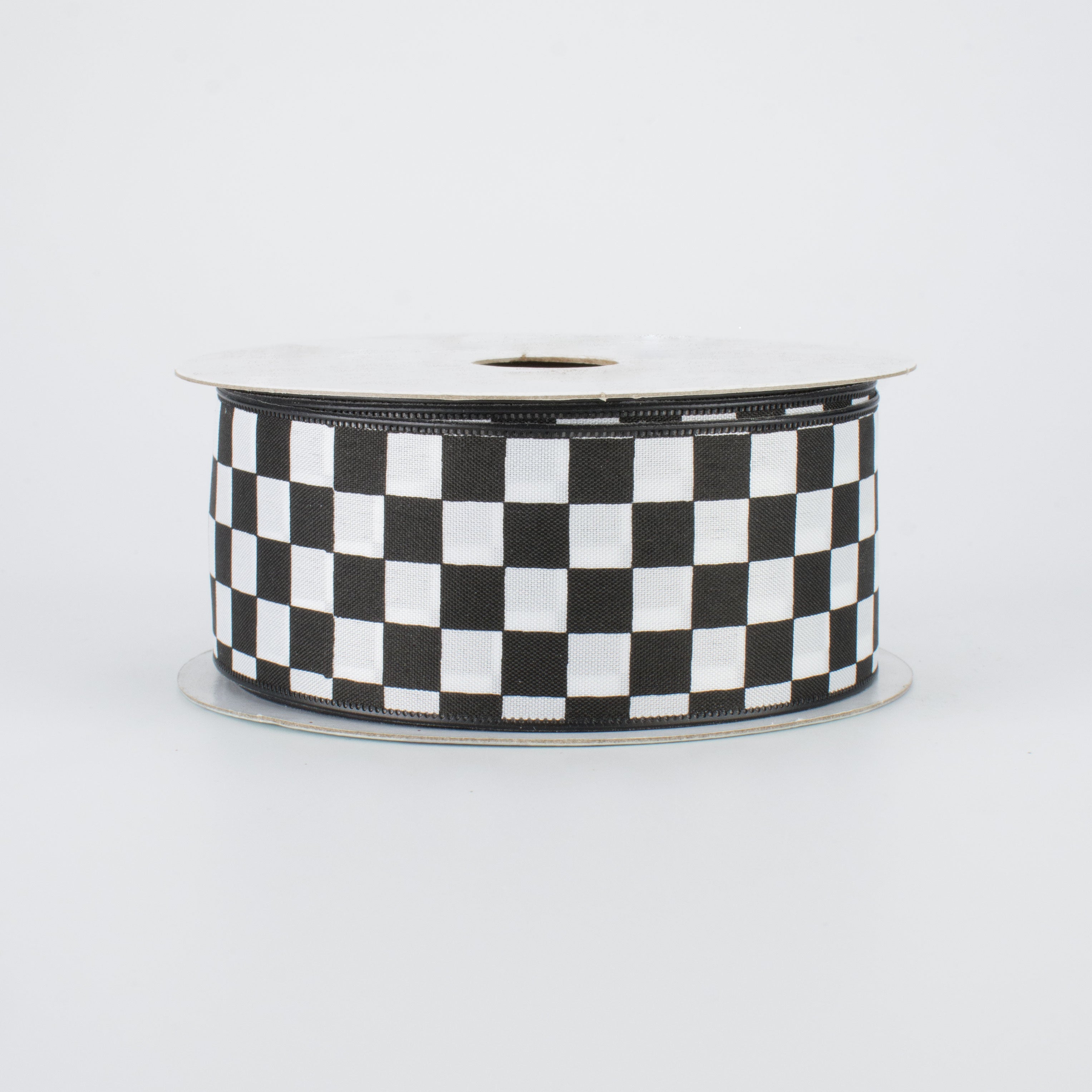 1.5" Black and White Check Ribbon (10 Yards)