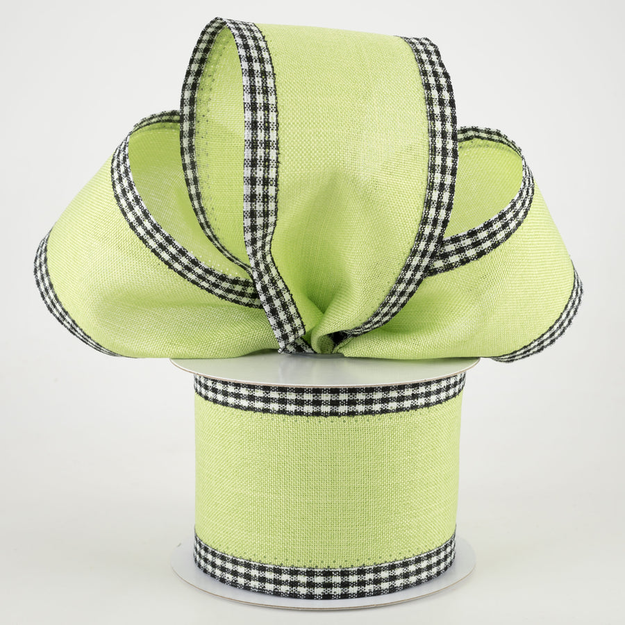 2.5" Black Gingham Edge Ribbon: Bright Green (10 Yards) Lifestyle Photo