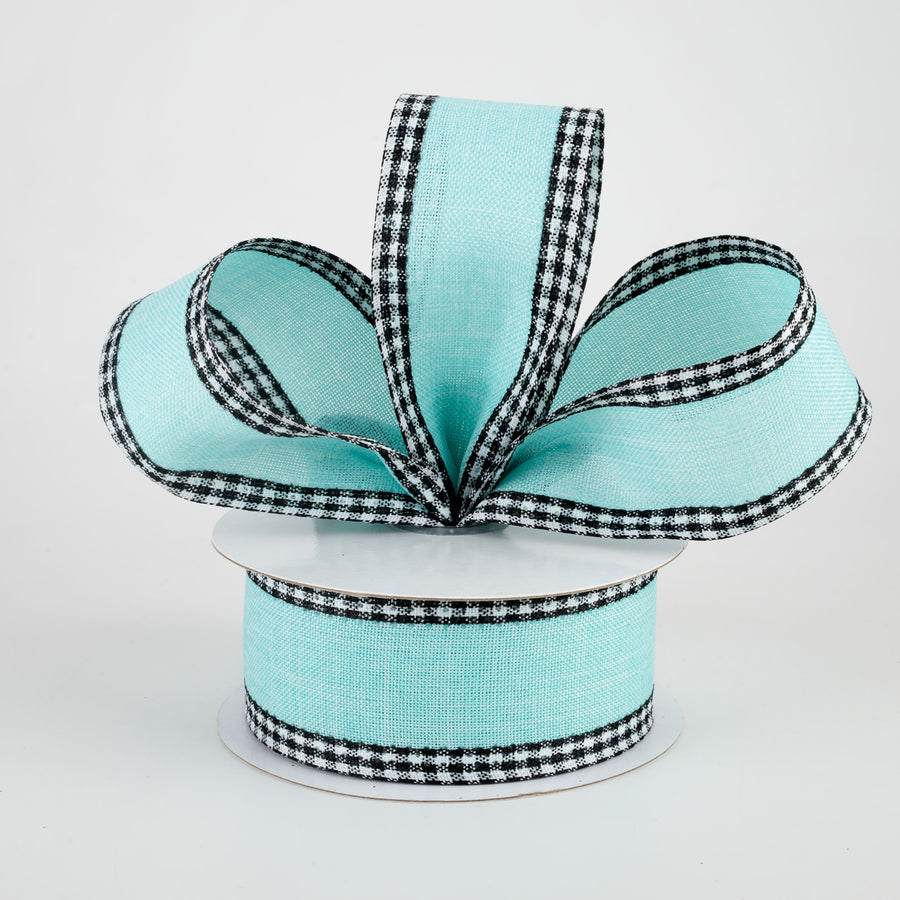 1.5" Black Gingham Edge Ribbon: Ice Blue (10 Yards) Lifestyle Photo