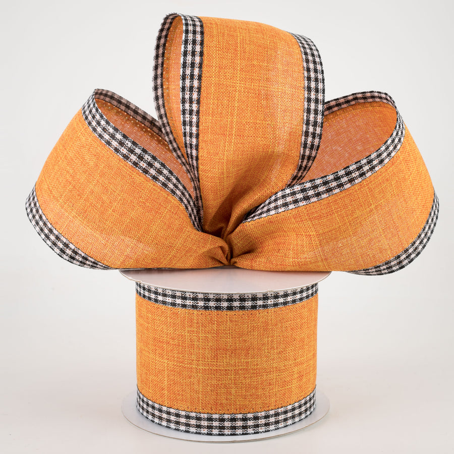 2.5" Black Gingham Edge Ribbon: Pumpkin Orange (10 Yards) Lifestyle Photo