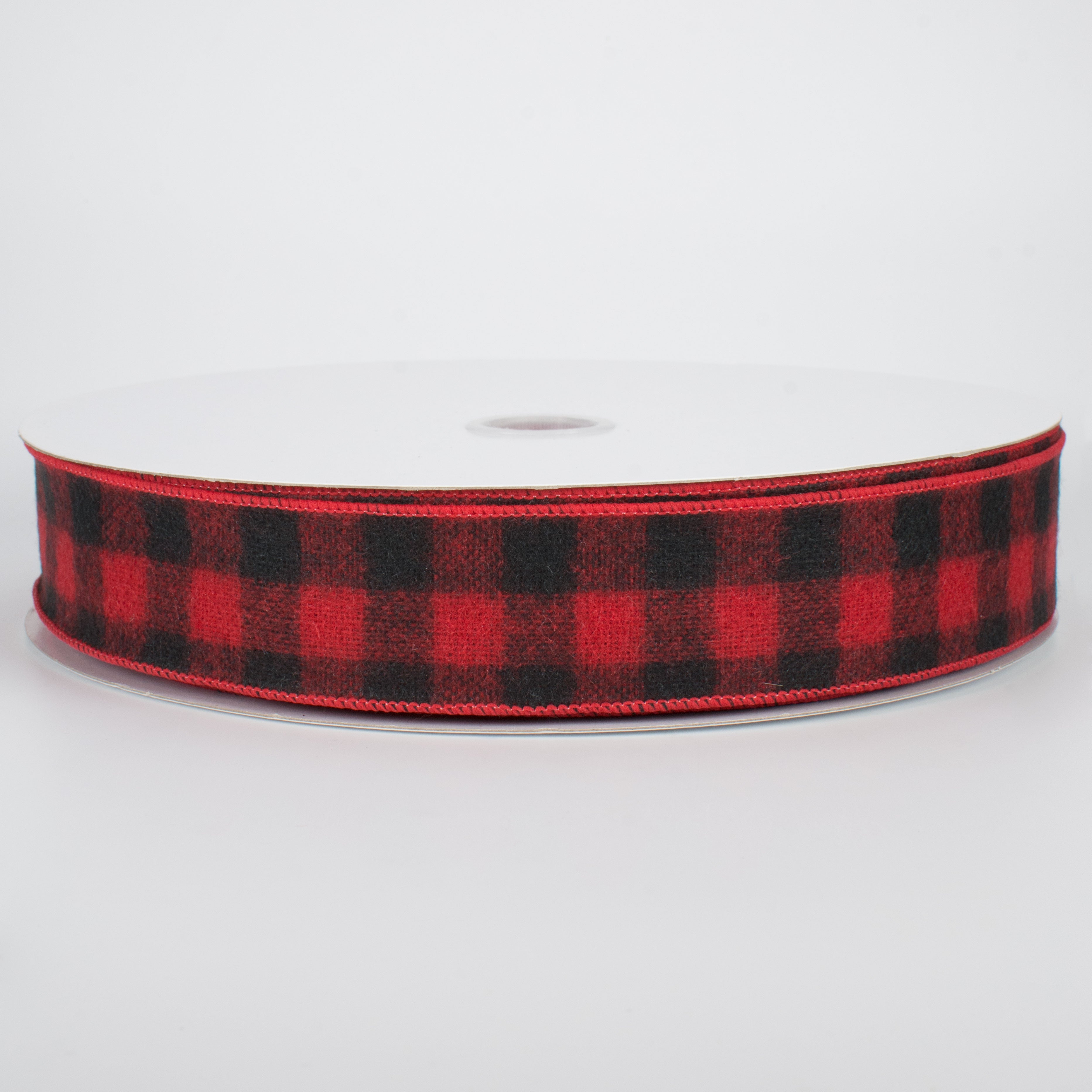 1.5" Black & Red Flannel Buffalo Plaid Ribbon (50 Yards)