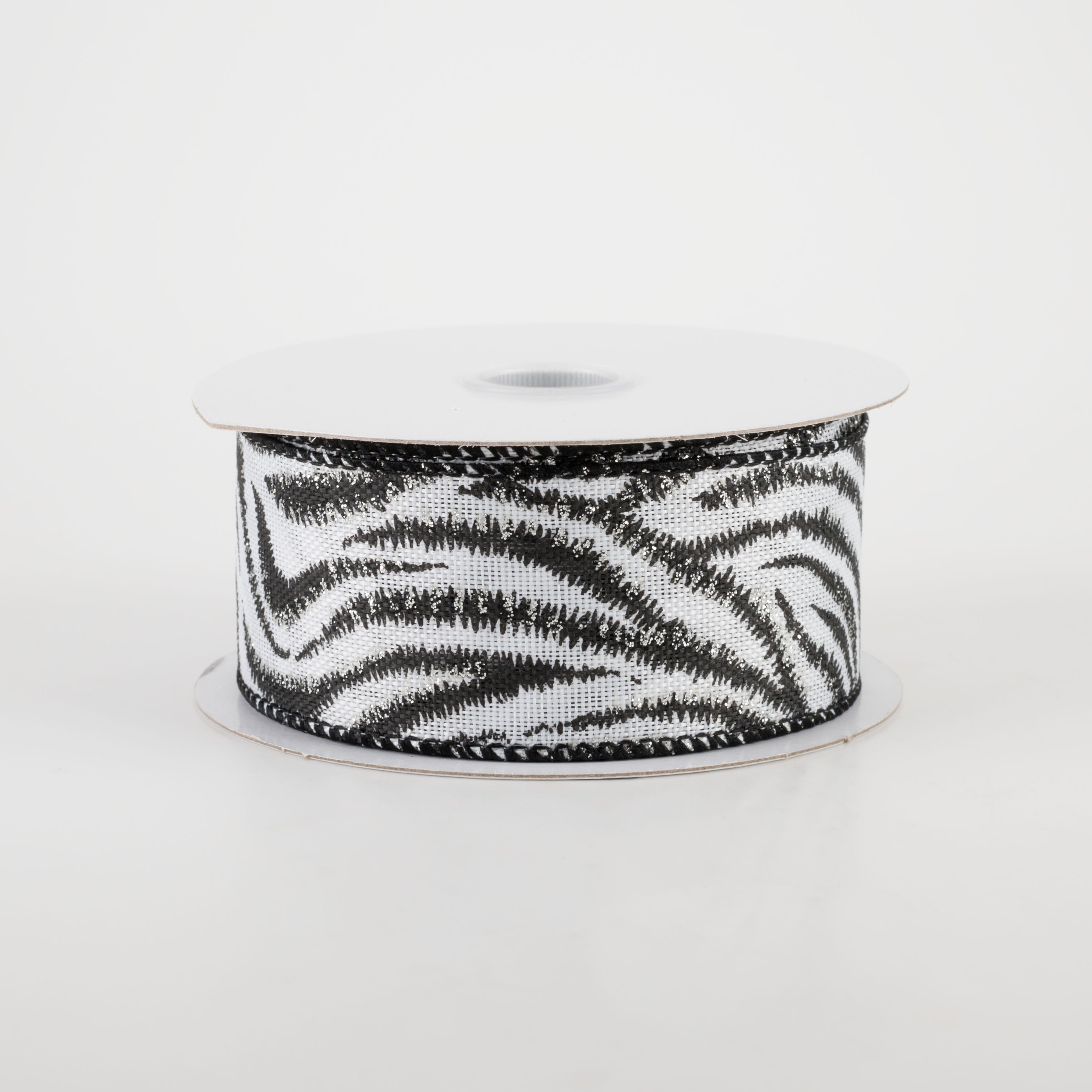 1.5" Black & Silver Zebra Stripe Ribbon (10 Yards)