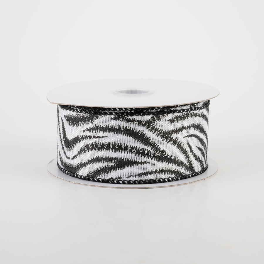 1.5" Black & Silver Zebra Stripe Ribbon (10 Yards)