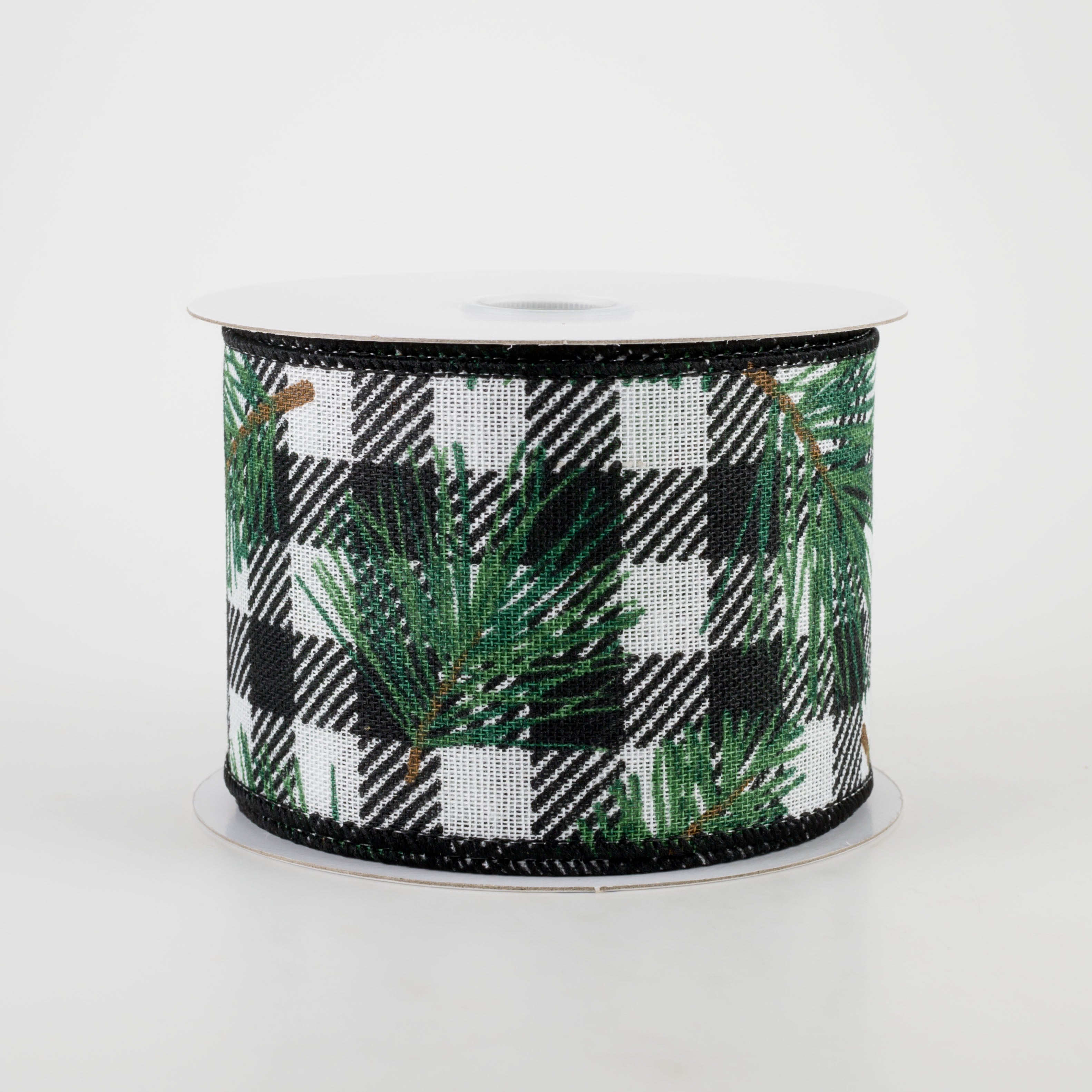 2.5" Black & White Buffalo Plaid Pine Needle Ribbon (10 Yards) Item Number: 71195-40-21