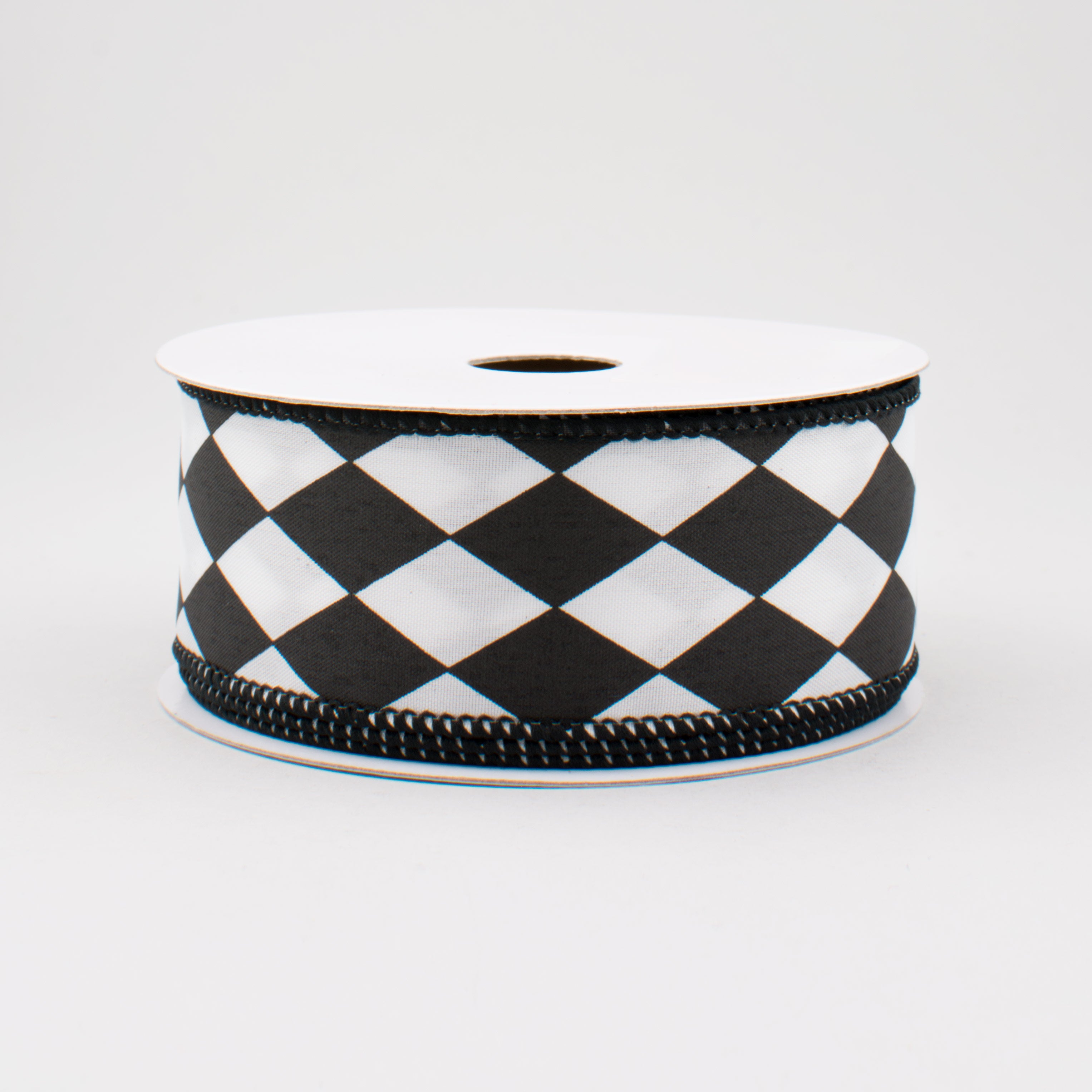 1.5" Black & White Harlequin Check Ribbon (10 Yards)
