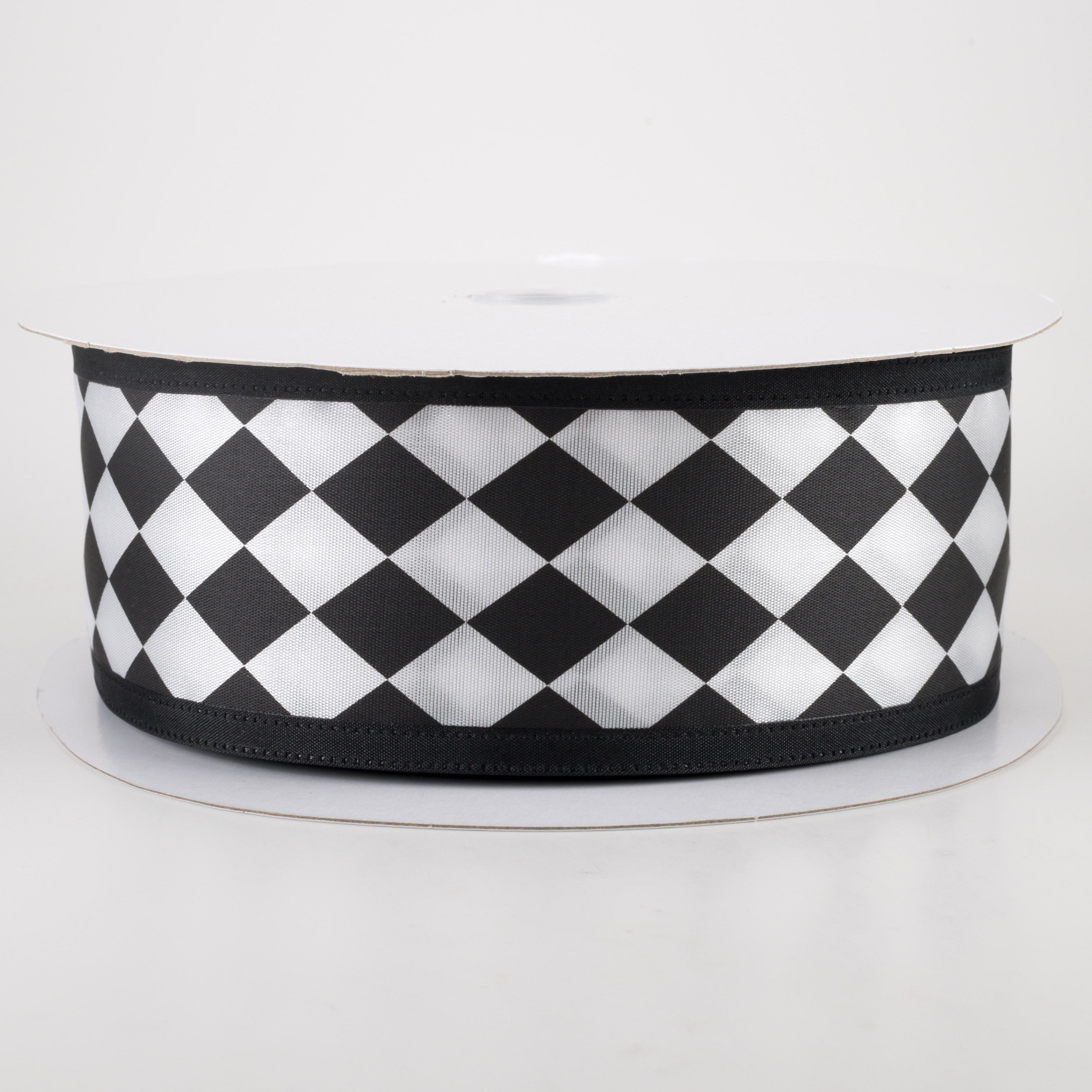 2.5" Black & White Harlequin Ribbon (50 Yards)