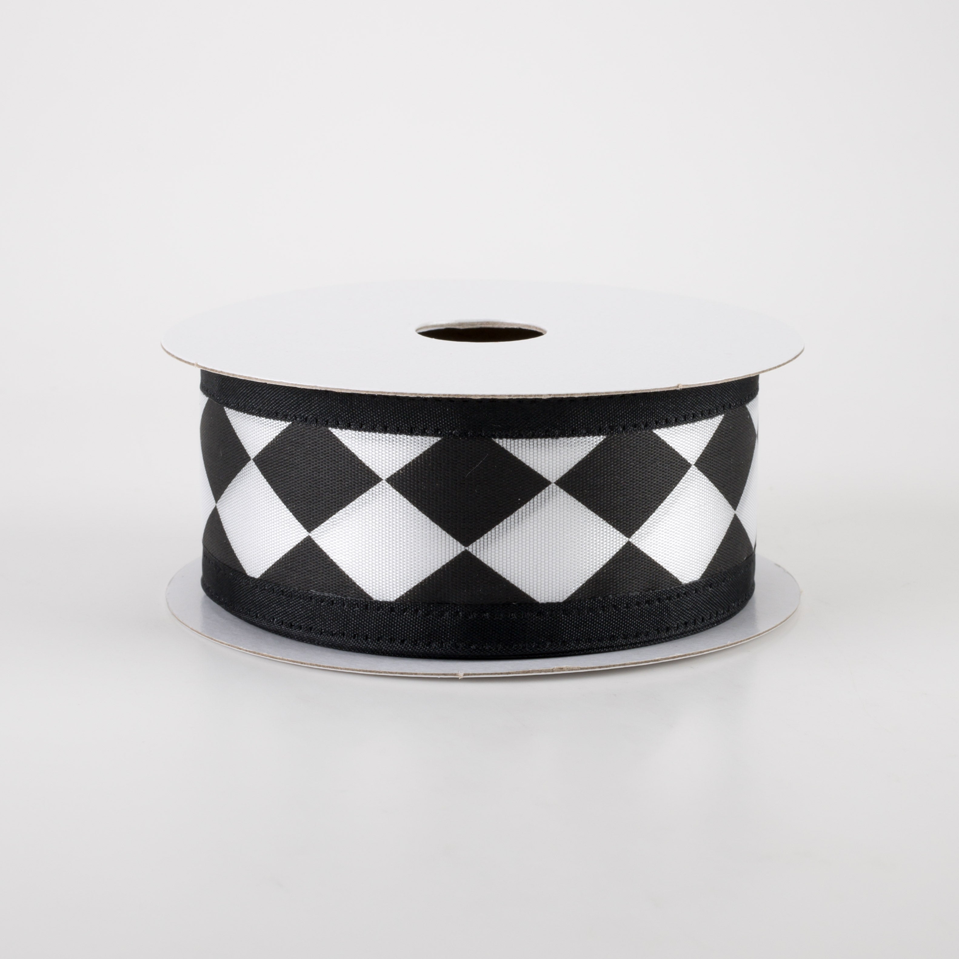 1.5" Black & White Harlequin Ribbon (10 Yards)