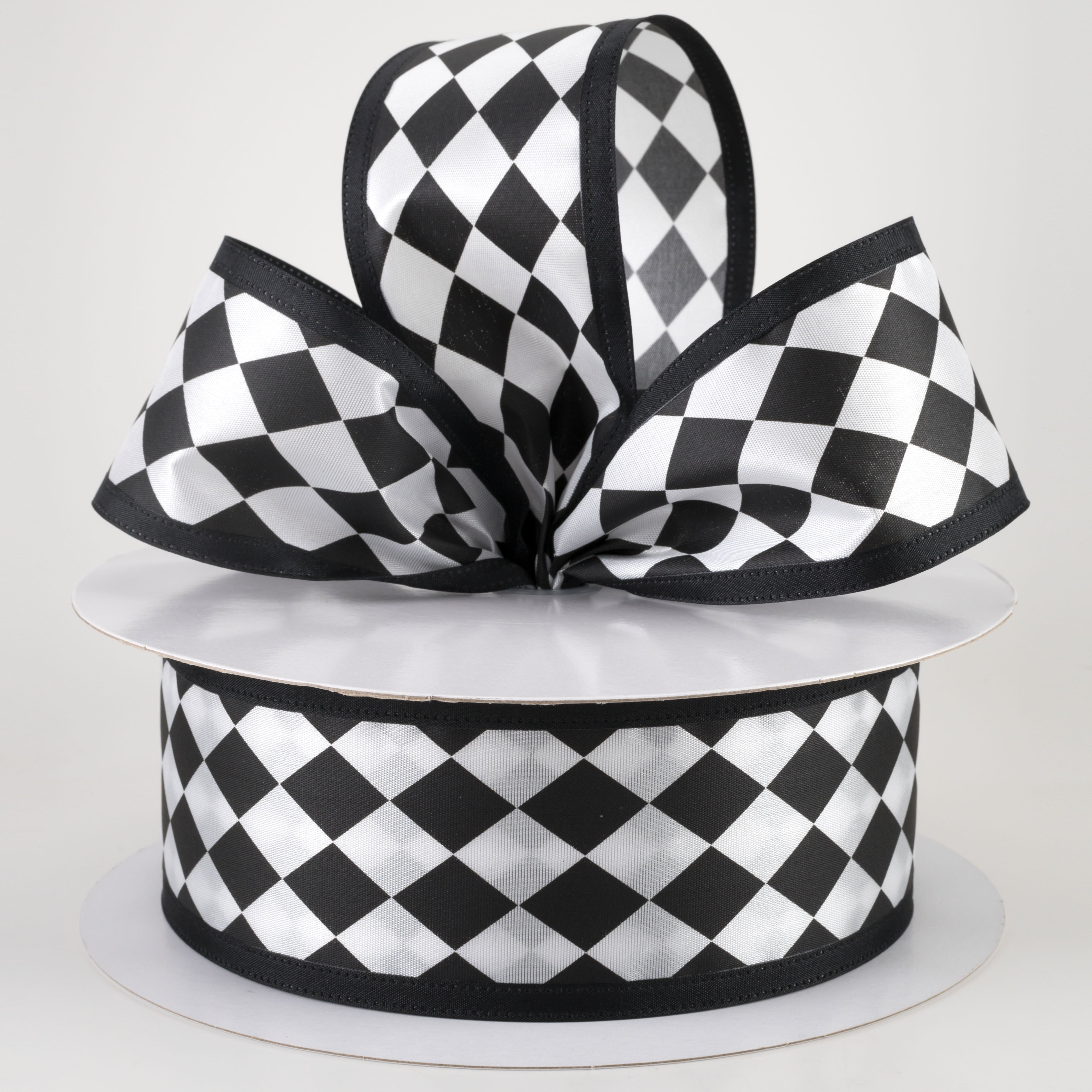 2.5" Black & White Harlequin Ribbon (50 Yards) Lifestyle Photo