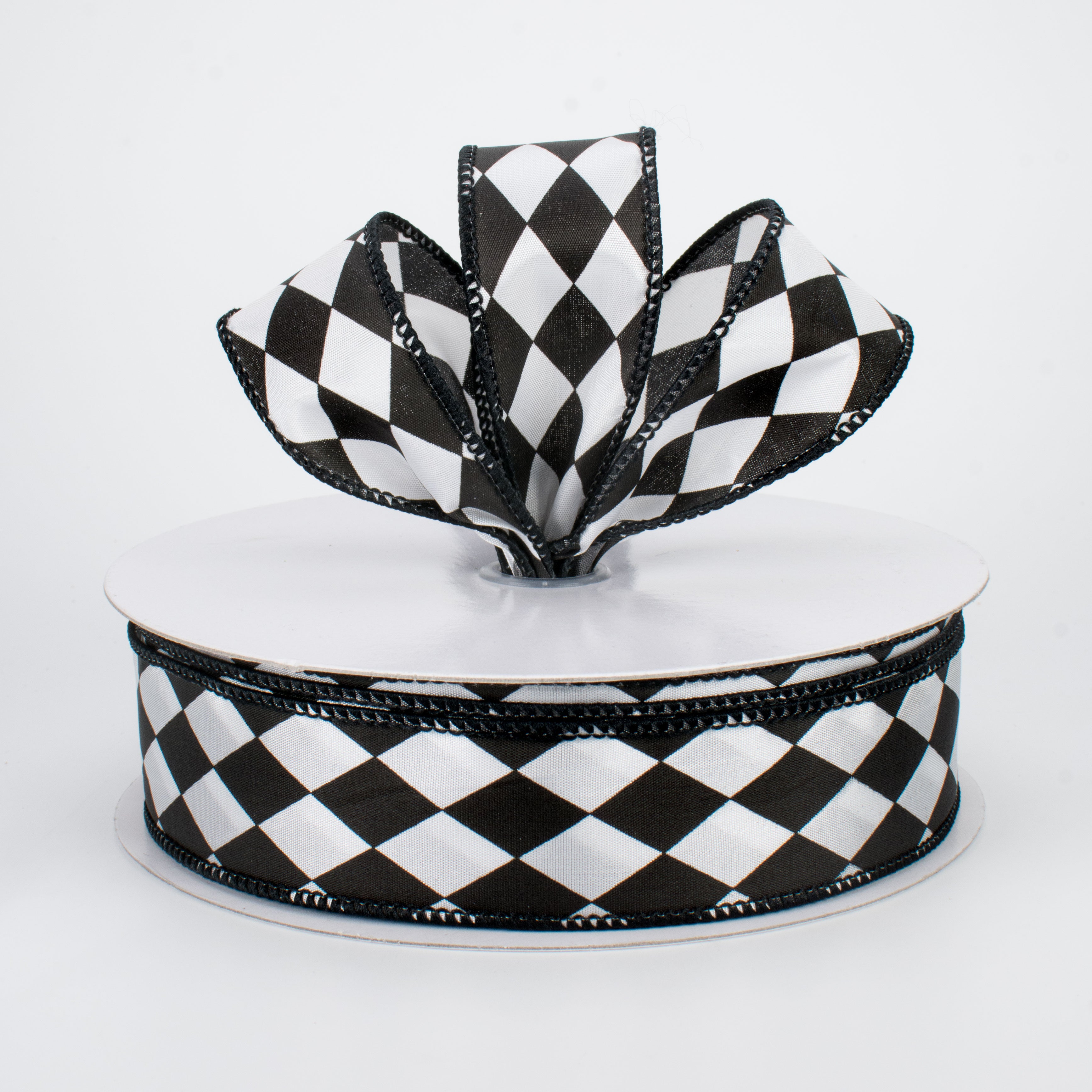 1.5" Black & White Harlequin Ribbon (50 Yards) Lifestyle Photo