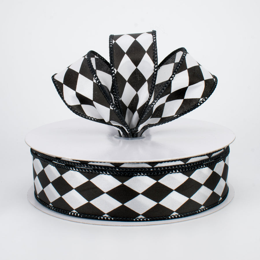 1.5" Black & White Harlequin Ribbon (50 Yards) Lifestyle Photo