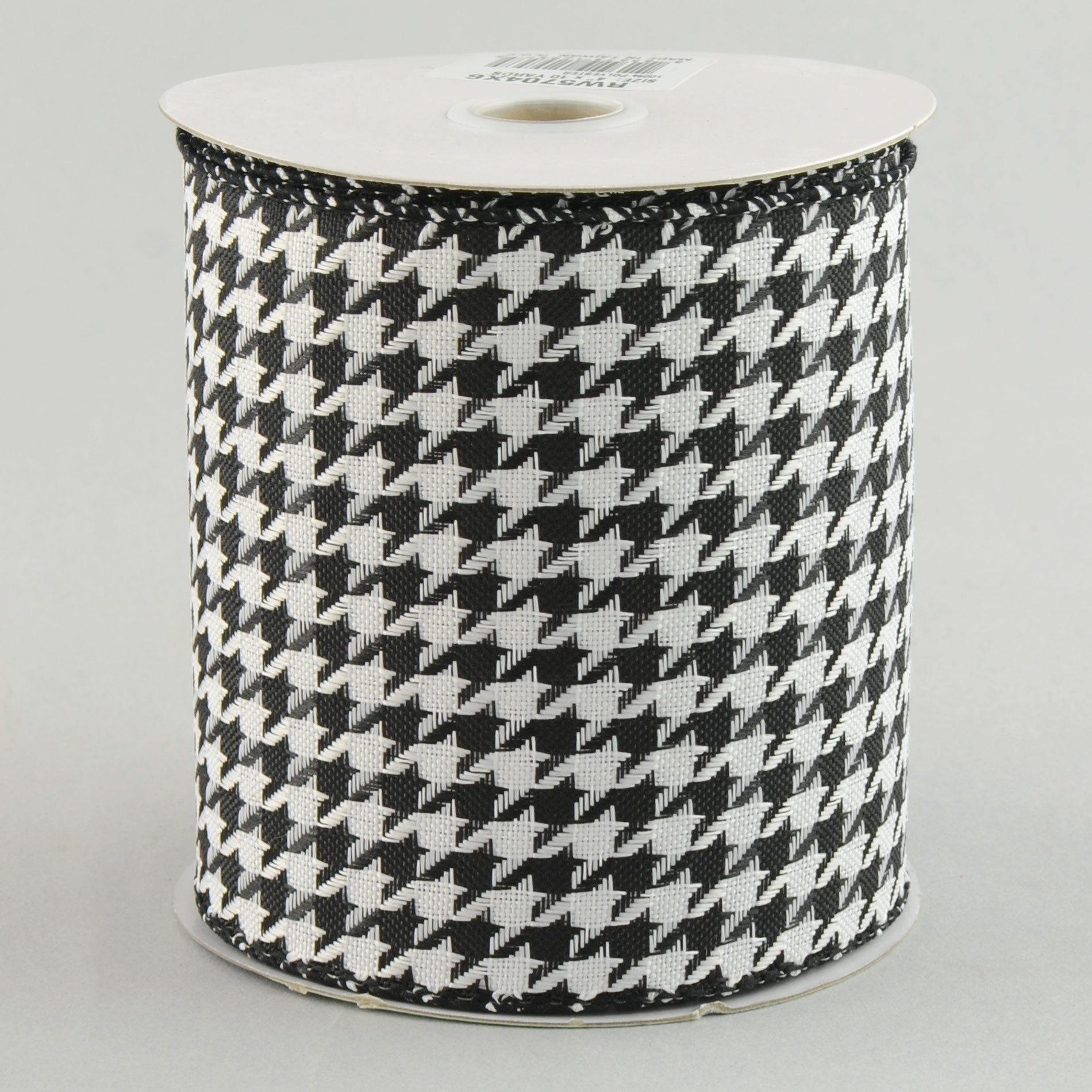 4" Black & White Houndstooth Ribbon (10 Yds)
