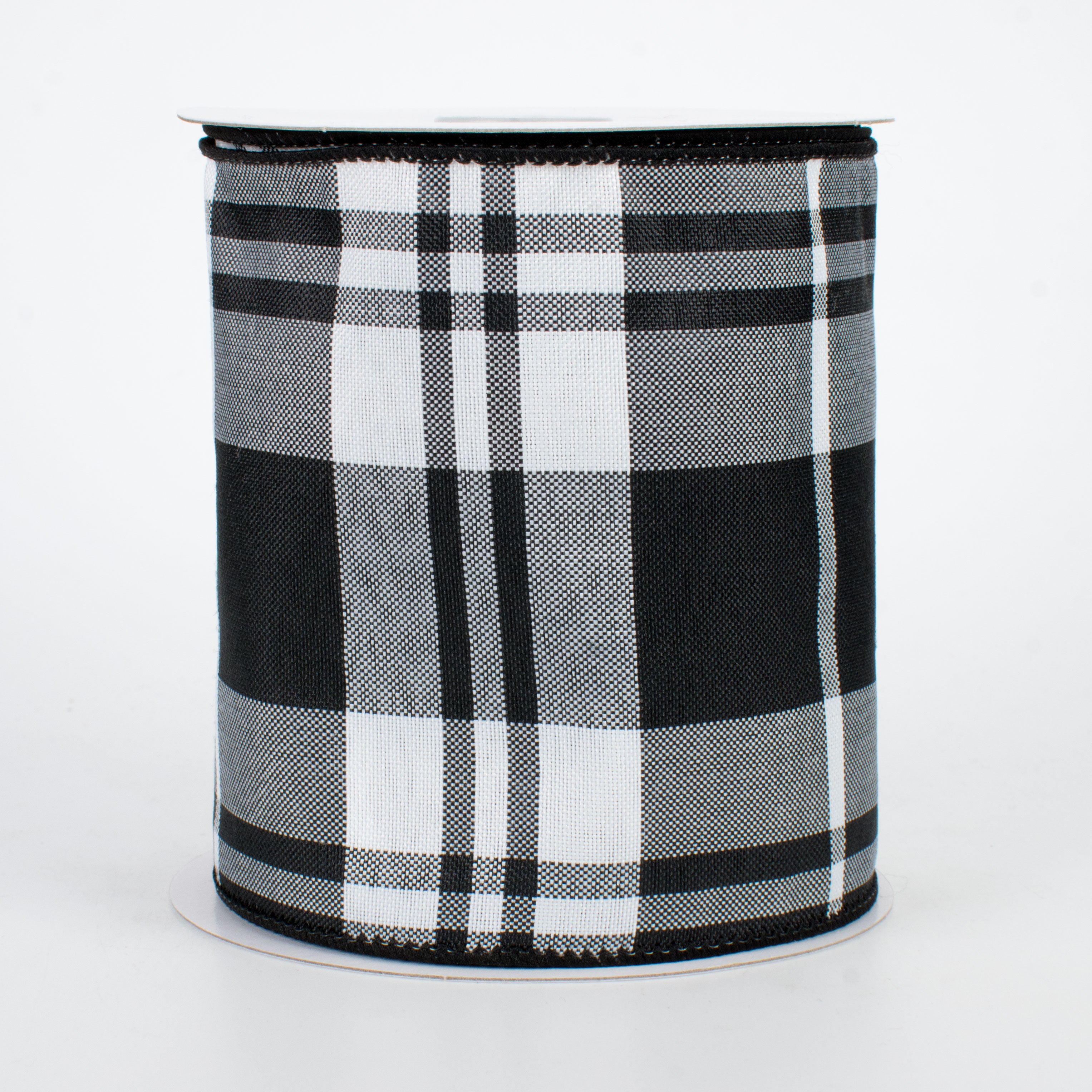 4" Black & White Plaid Ribbon (10 Yards)