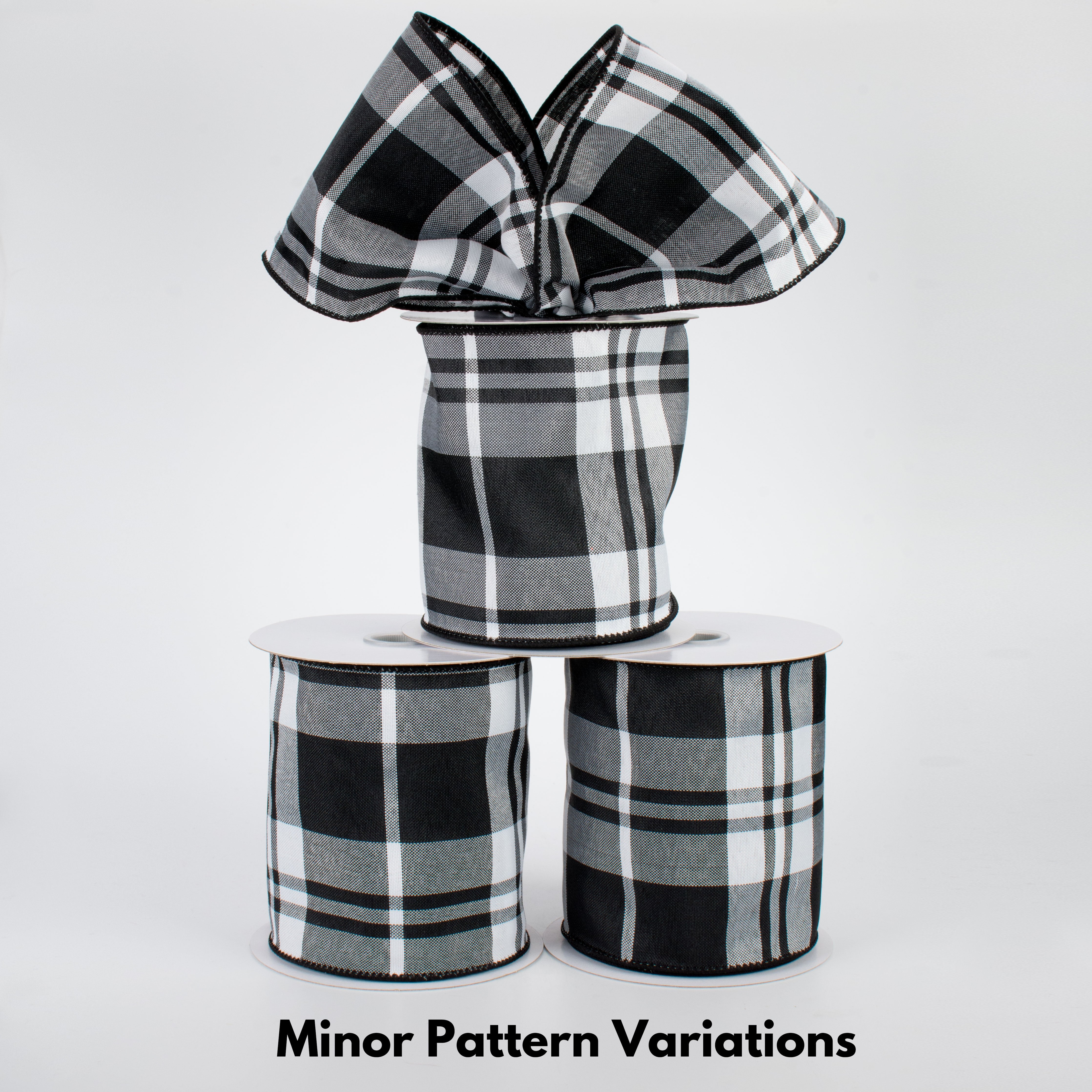 4" Black & White Plaid Ribbon (10 Yards) Lifestyle Photo