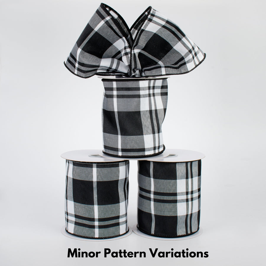 4" Black & White Plaid Ribbon (10 Yards) Lifestyle Photo