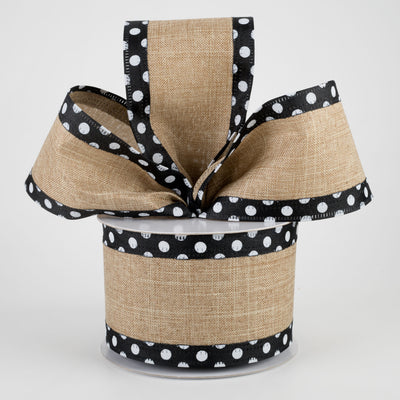 2.5" Black & White Polka Dot Edge Ribbon: Natural (10 Yards) Lifestyle Photo
