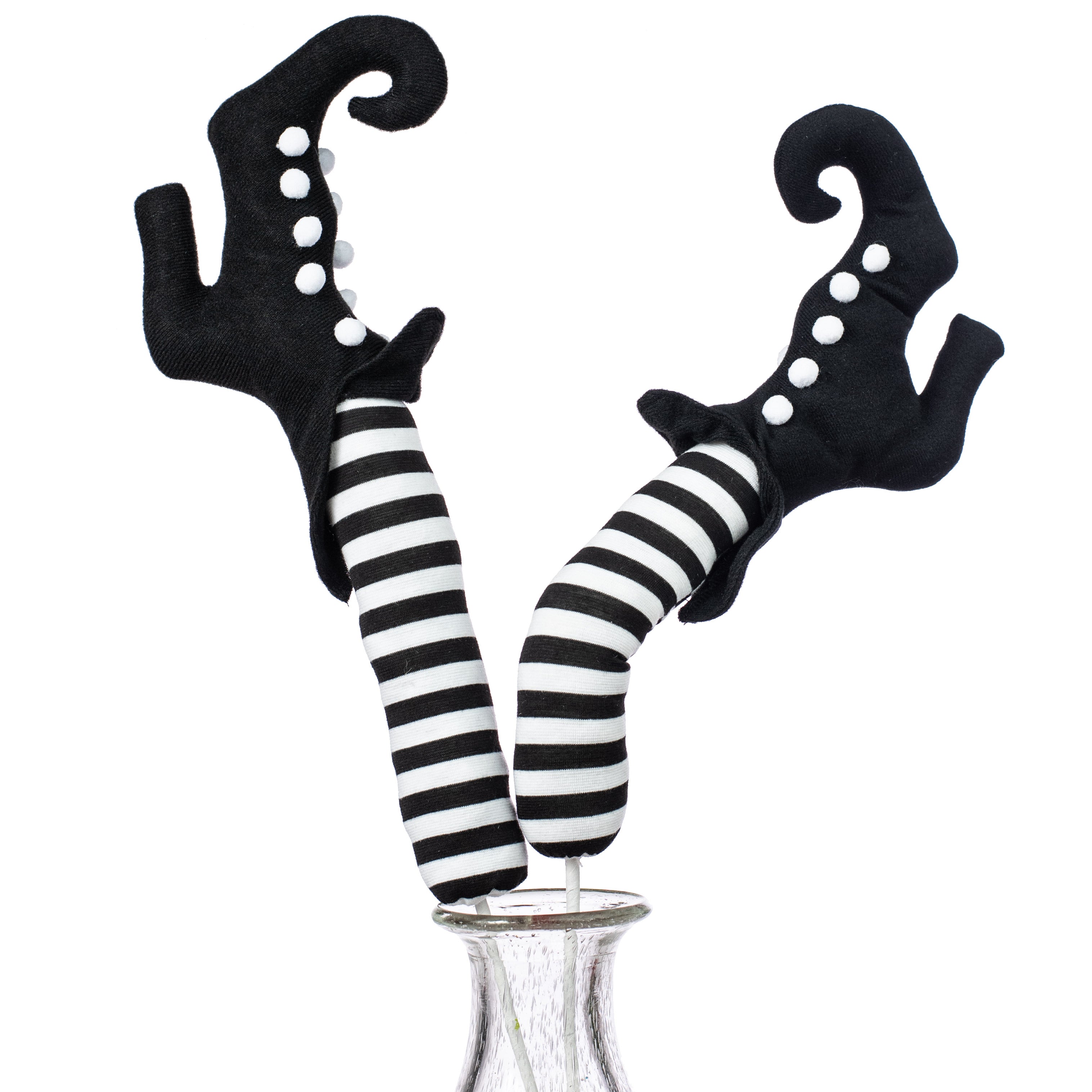 22" Black & White Witch Leg Sprays (Set of 2) Item Number: 52571BKWT