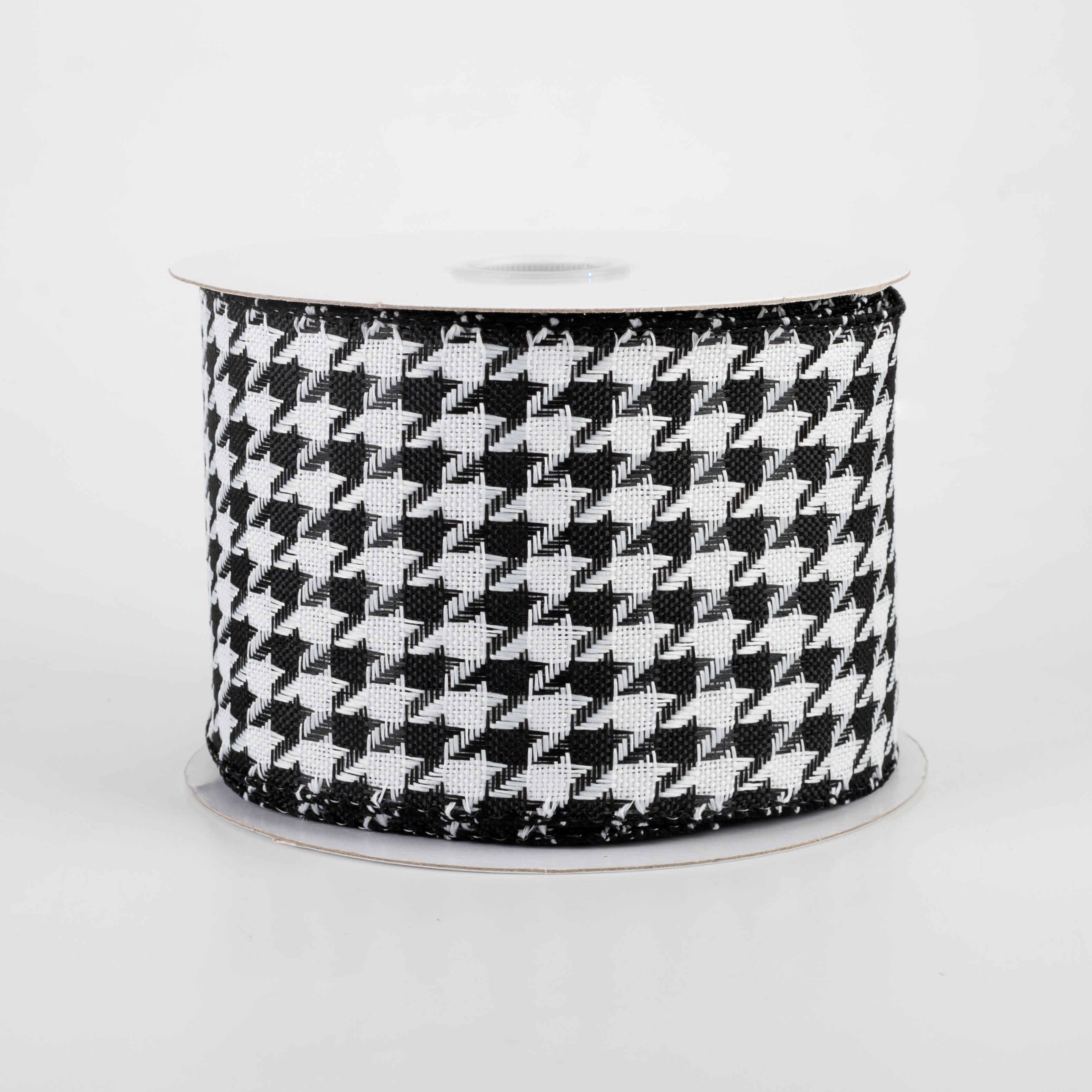 2.5" Black & White Woven Houndstooth Ribbon (10 Yards)