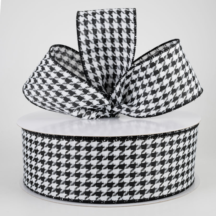 2.5" Black & White Woven Houndstooth Ribbon (50 Yards) Lifestyle Photo