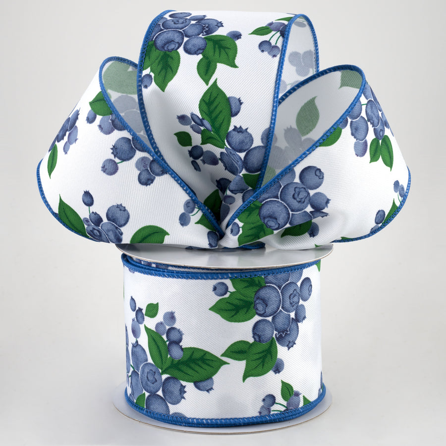 2.5" Blueberries Ribbon: White (10 Yards) Lifestyle Photo
