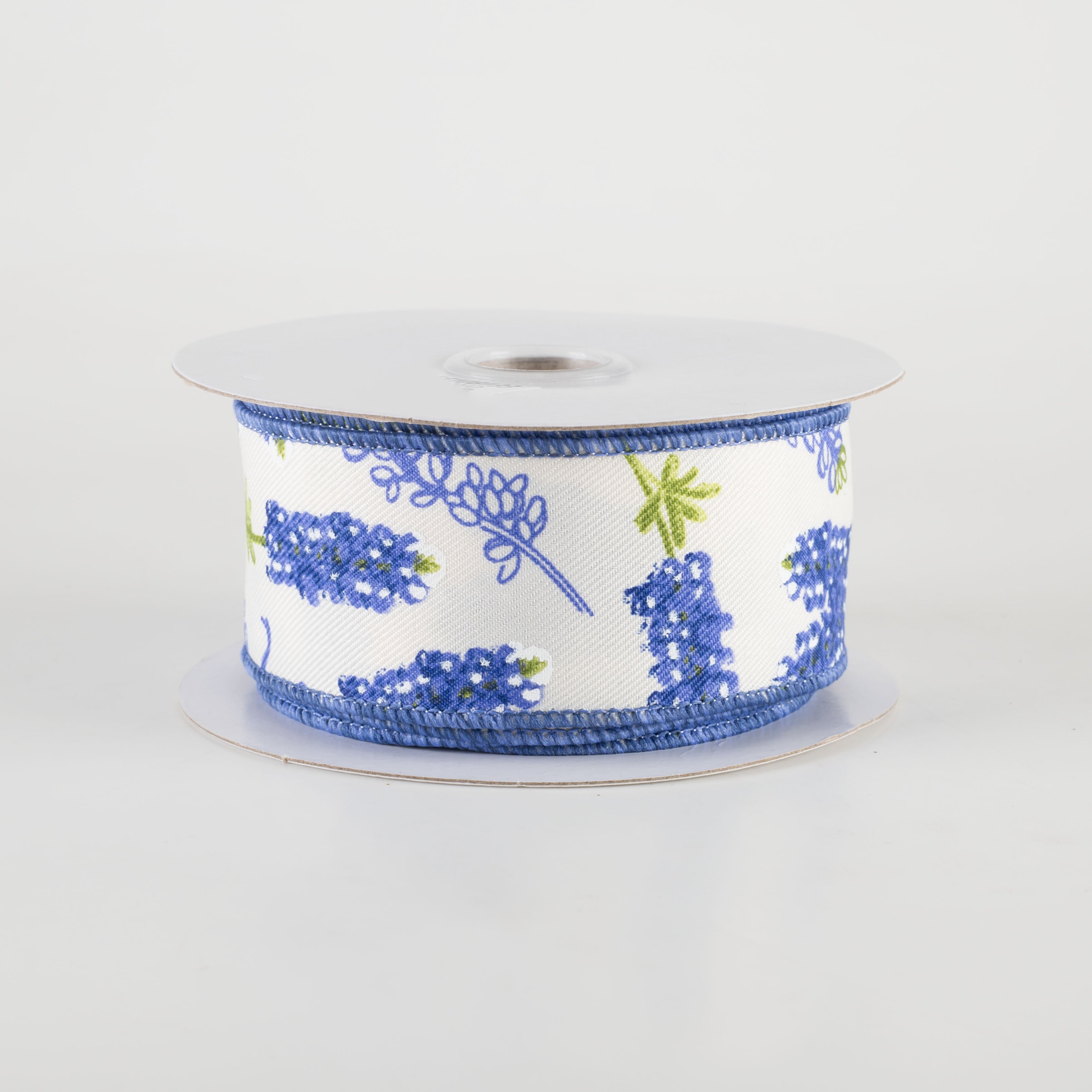 1.5" Bluebonnet Pattern Ribbon: Ivory (10 Yards)