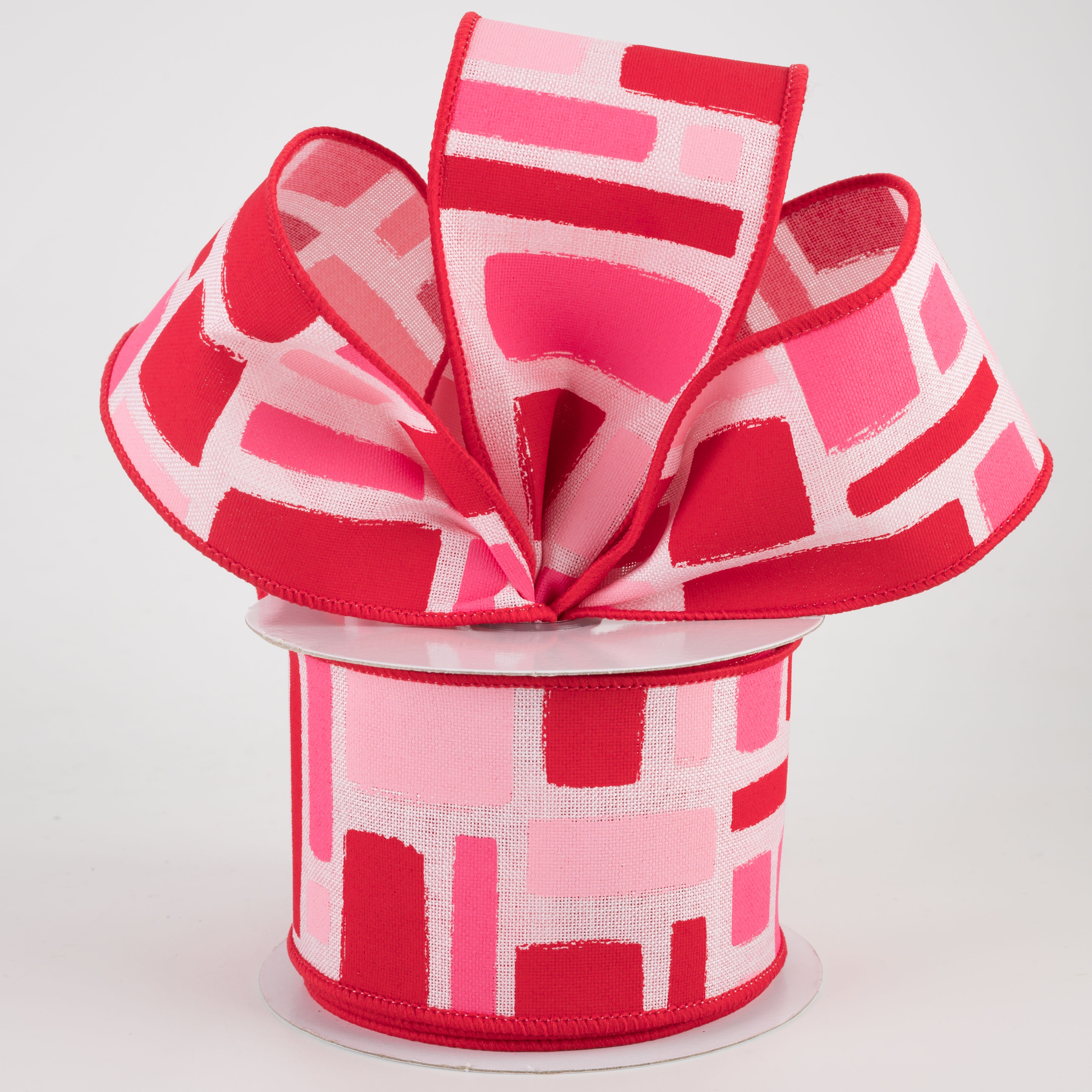 2.5" Bold Brush Strokes Ribbon: Pale Pink, Red, Hot Pink, Light Pink (10 Yards) Lifestyle Photo