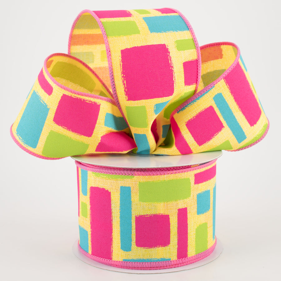 2.5" Bold Brush Strokes Ribbon: Yellow, Fuchsia, Turquoise, Lime (10 Yards) Lifestyle Photo